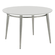 Brooklyn Round Top Coffee Table - White / Brushed Nickel