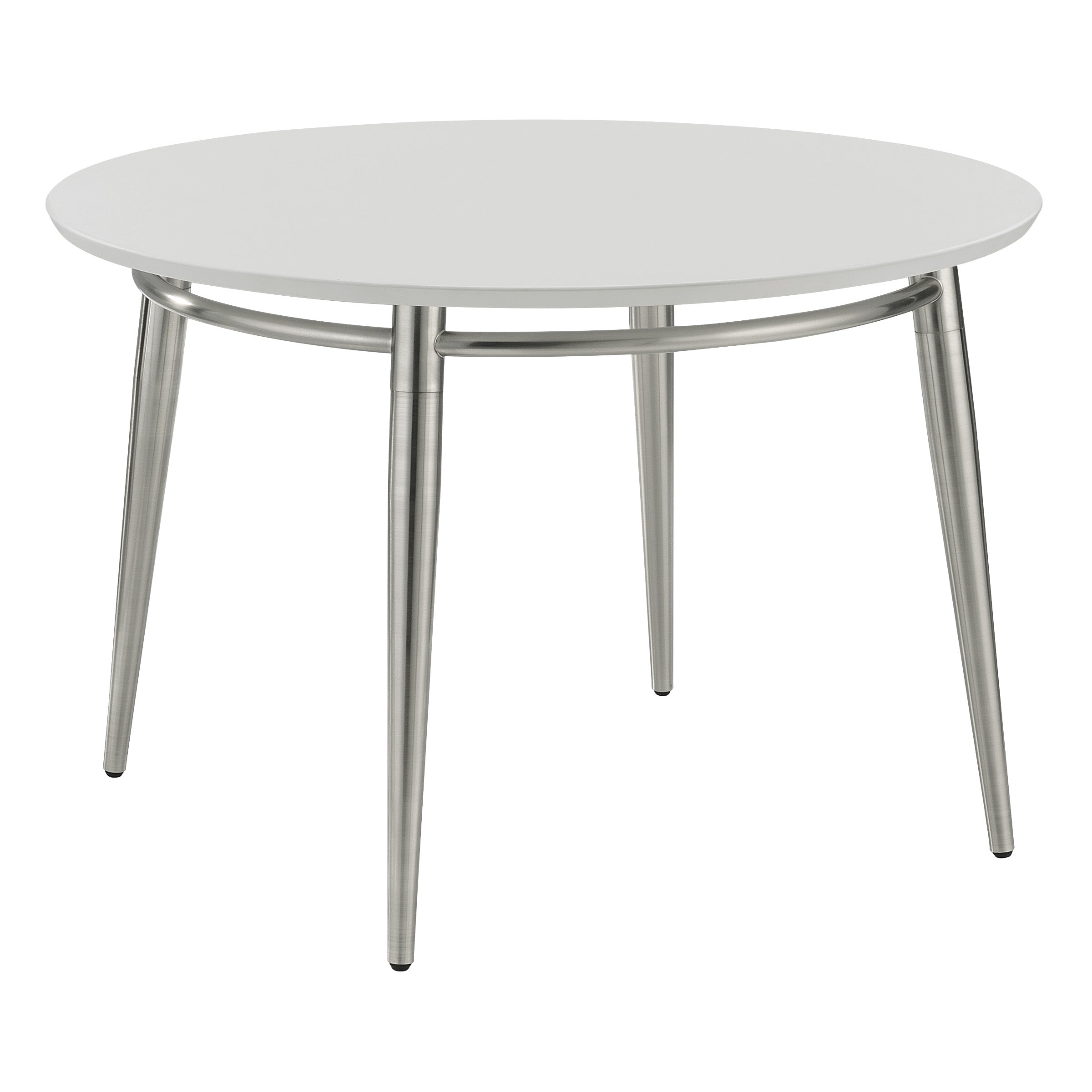 Brooklyn Round Top Coffee Table - White / Brushed Nickel