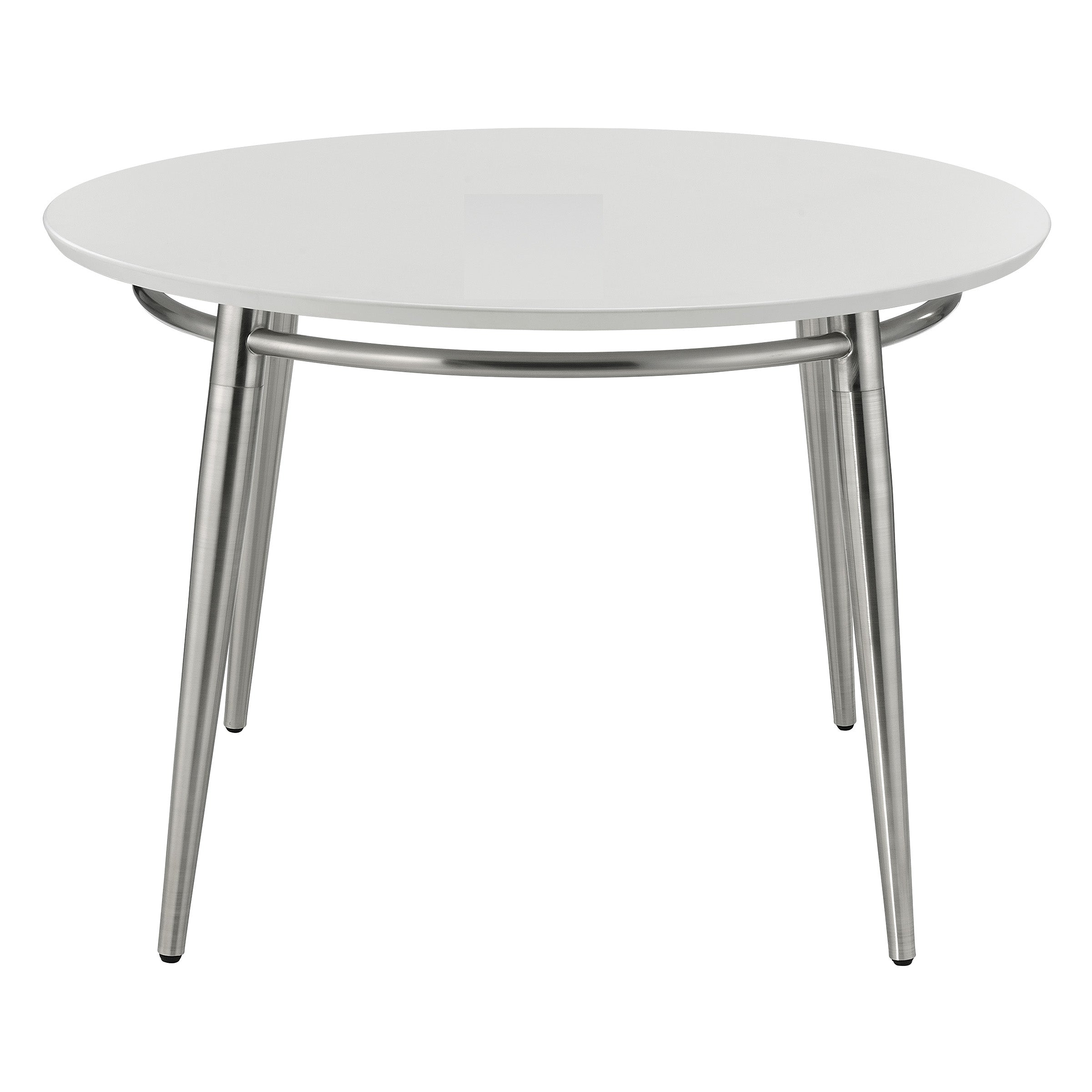 Brooklyn Round Top Coffee Table - White / Brushed Nickel