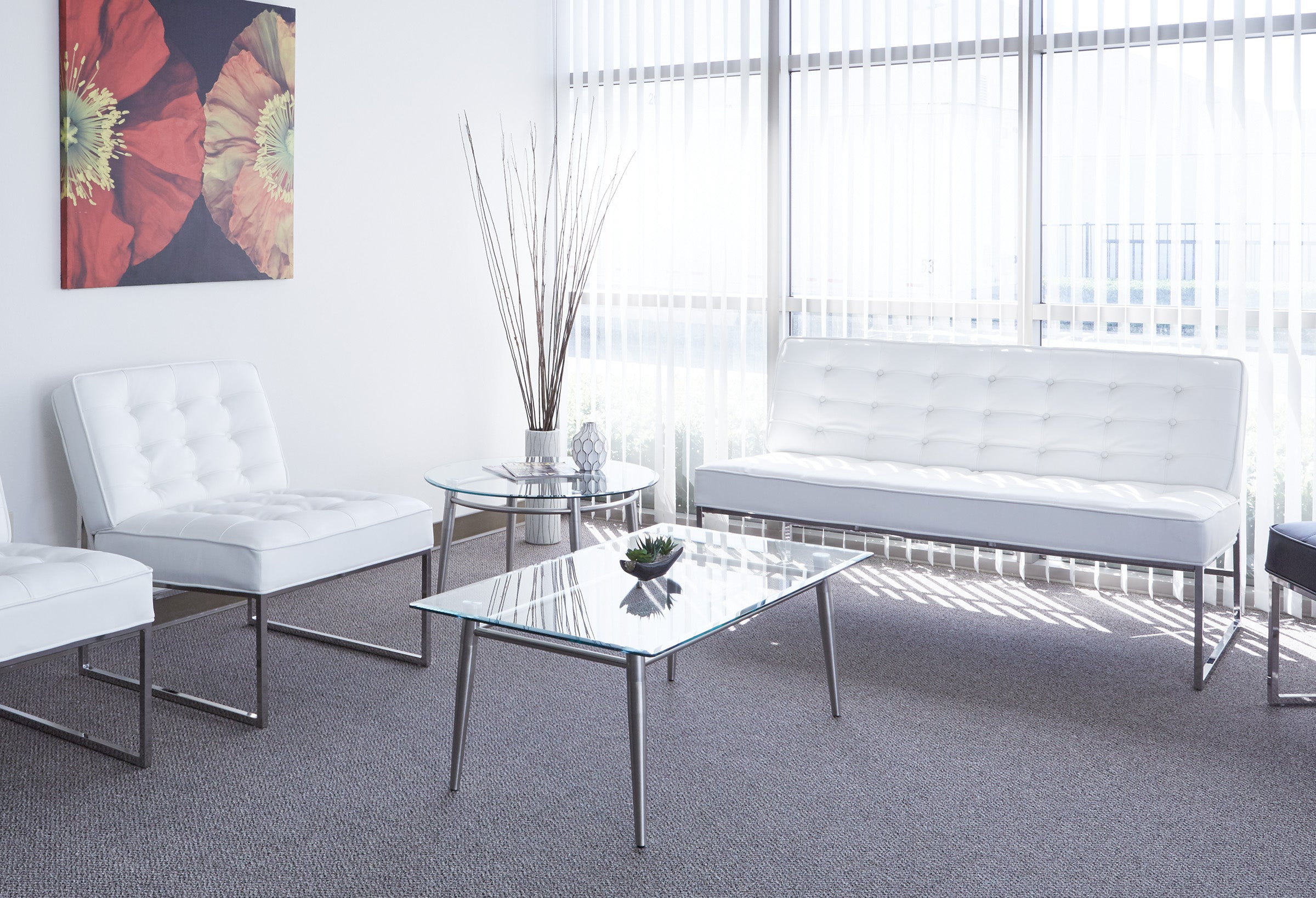 Brooklyn Glass Top Coffee Table - Glass/Brushed Nickel Finish