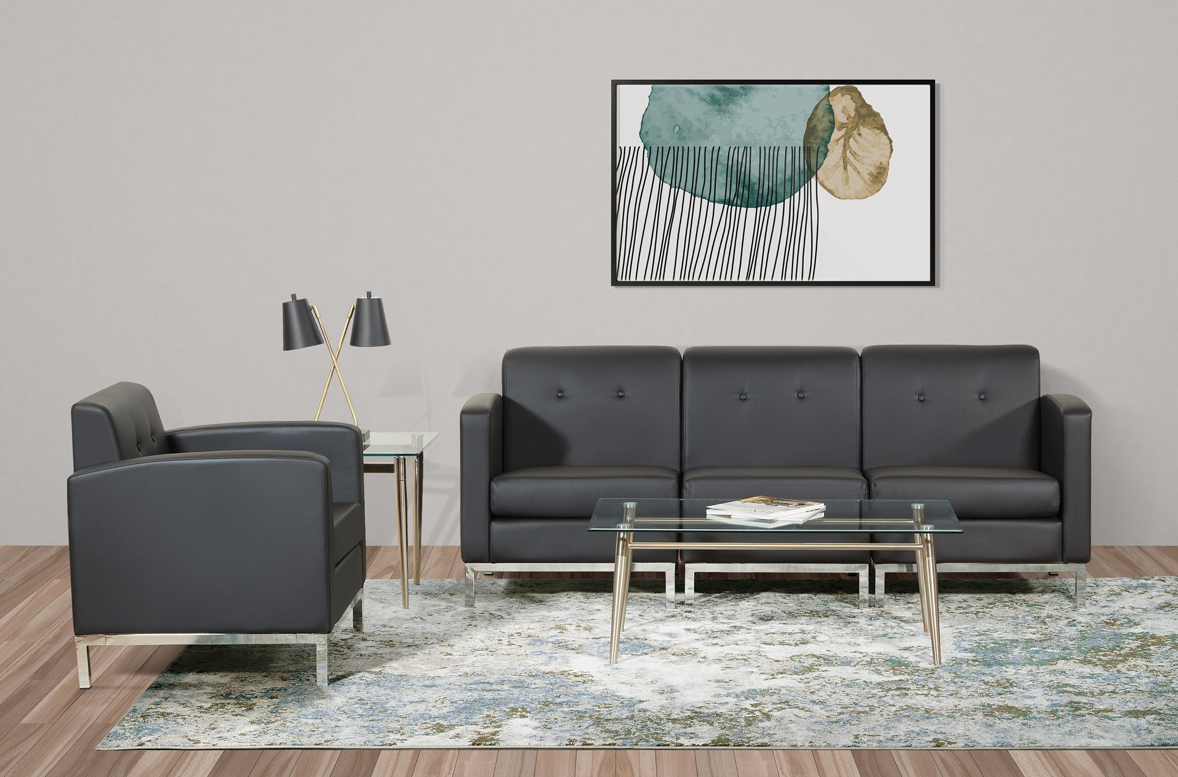 Brooklyn Glass Top Coffee Table - Glass/Brushed Nickel Finish