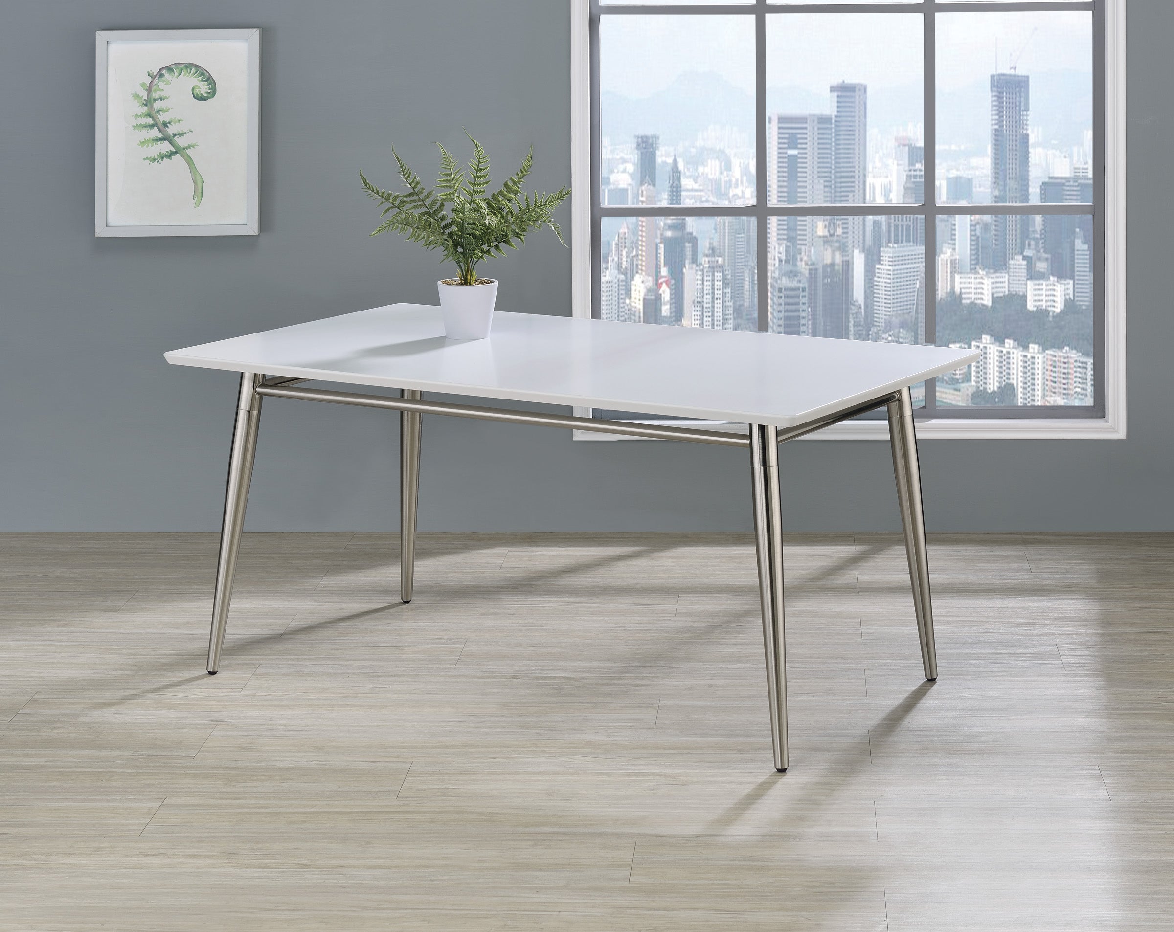 Brooklyn Wood Top Coffee Table - White/Brushed Nickel Finish