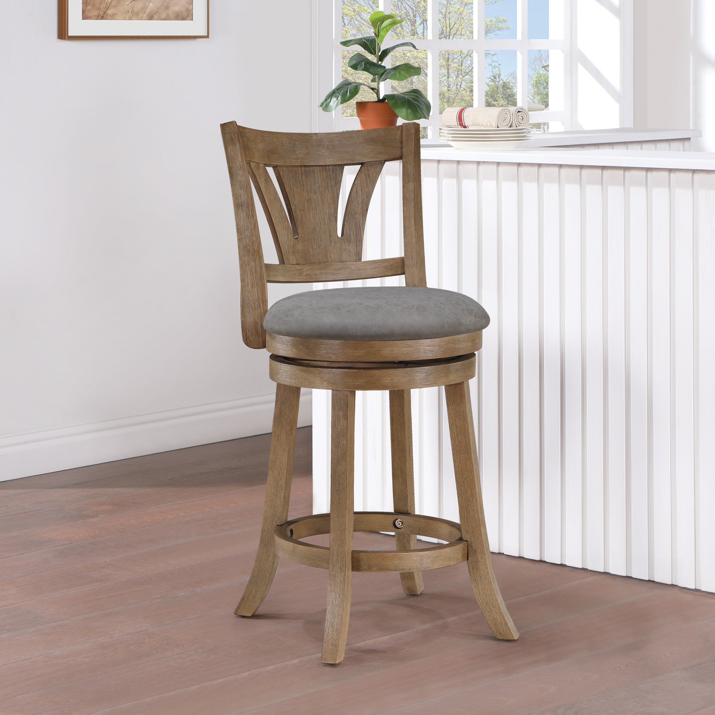 Miller Counter Stool - Dove/Medium Oak