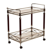 Melrose Serving Cart - Antique Brush Metal & Walnut Finish Wood