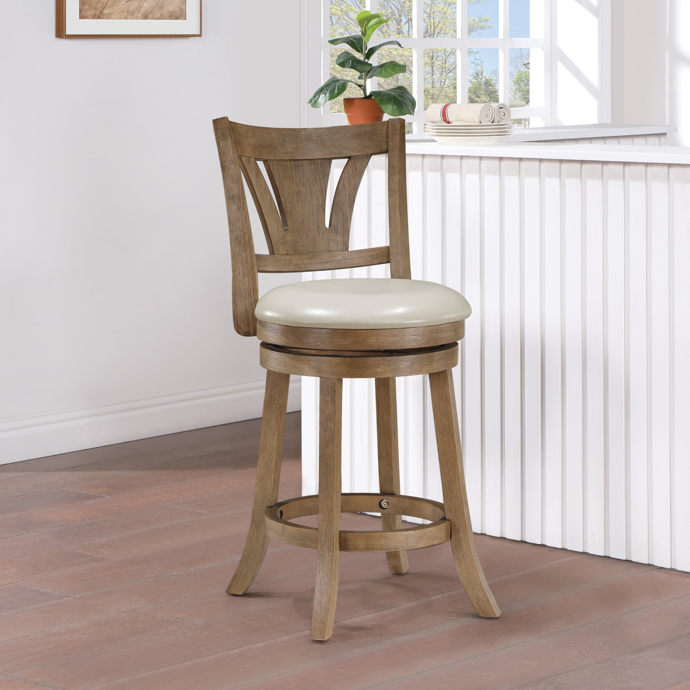 Miller Counter Stool - Cream/Medium Oak