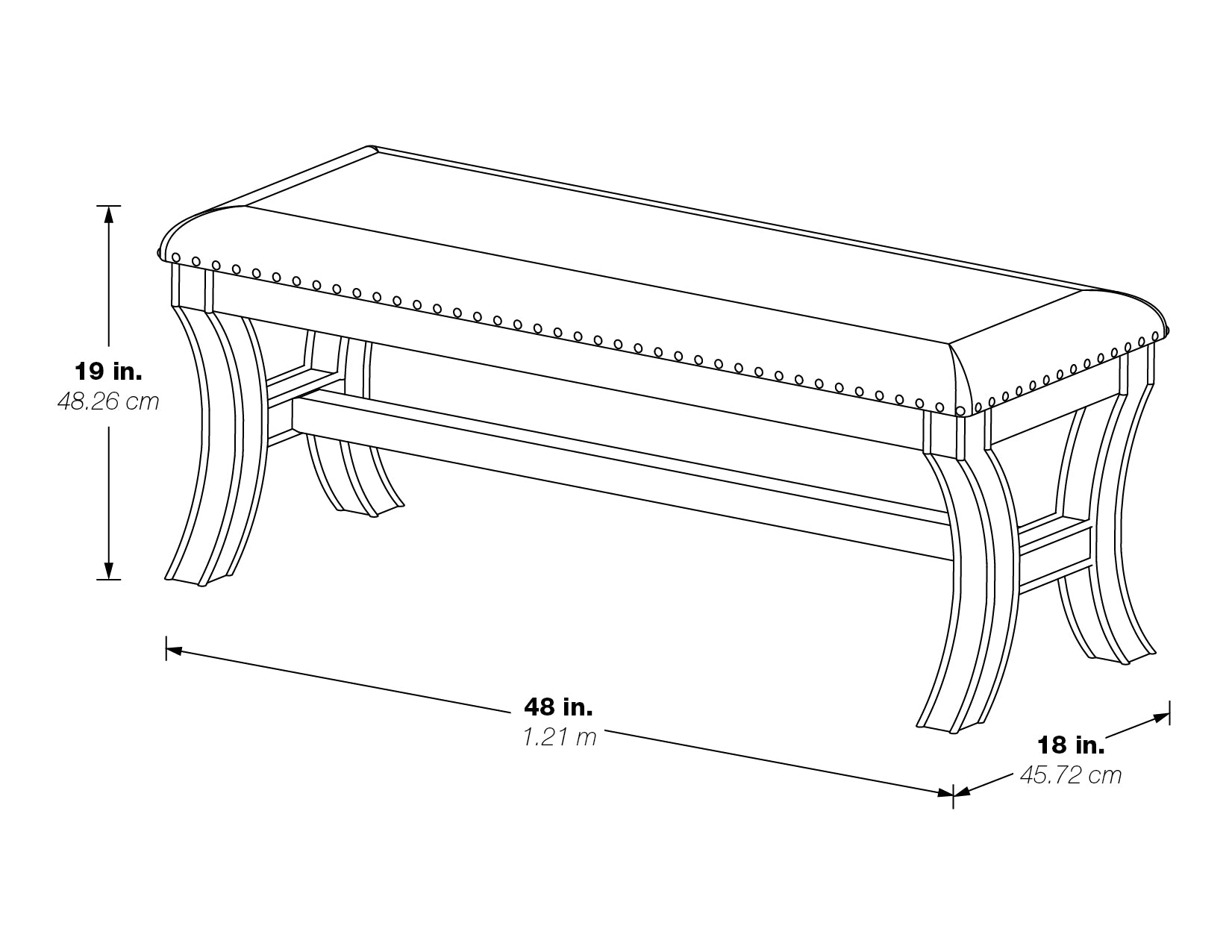 Monaco 48" Bench - Linen/White Wash