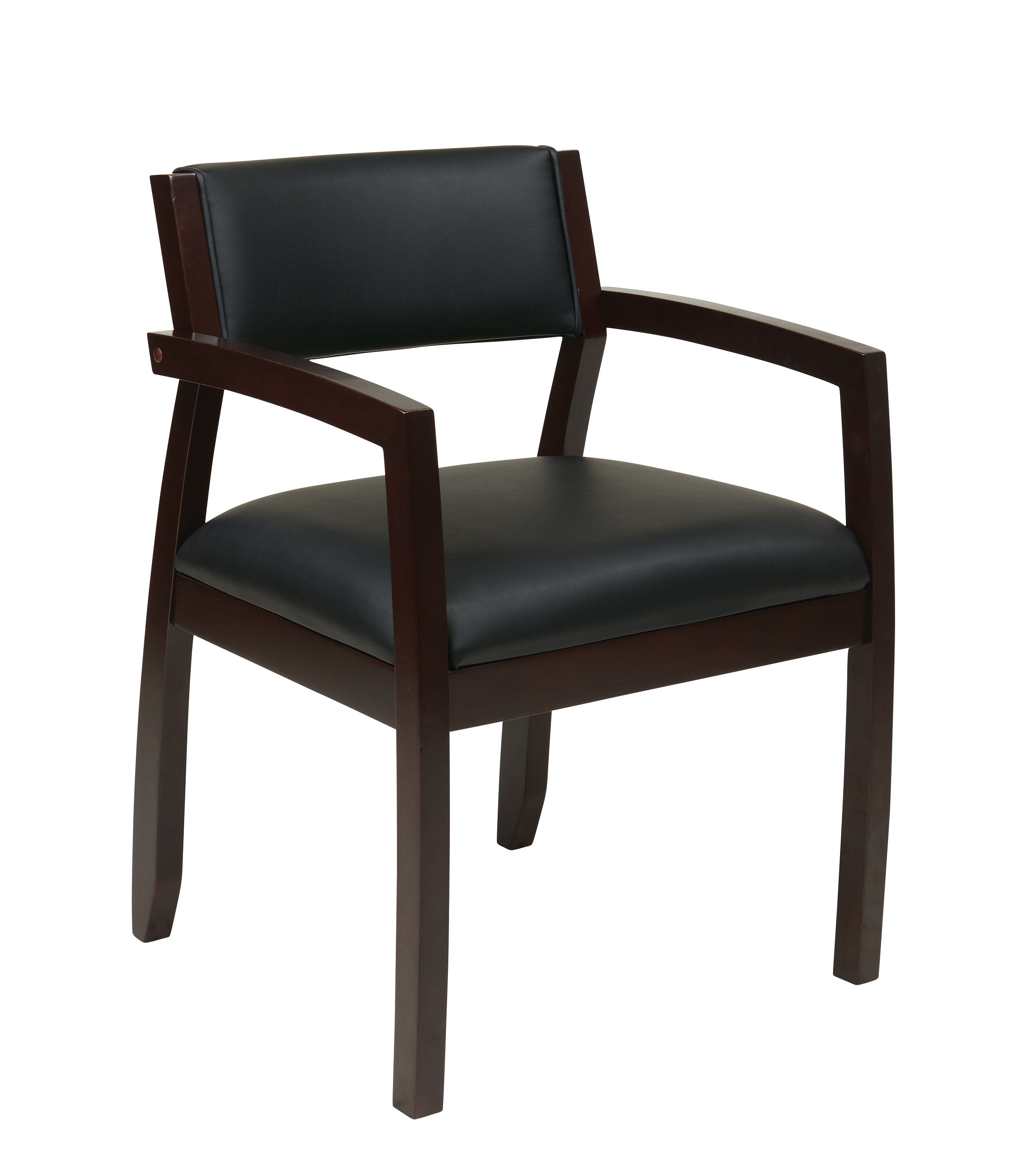 Napa Espresso Guest Chair With Upholstered Back - Black