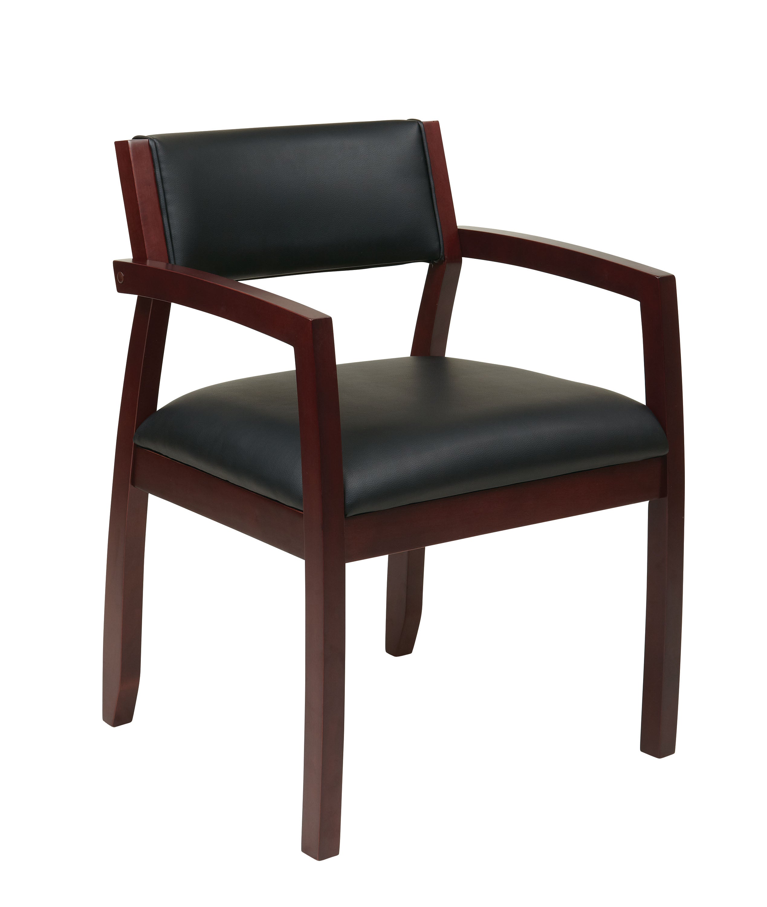 Napa Mahogany Guest Chair With Upholstered Back - Black