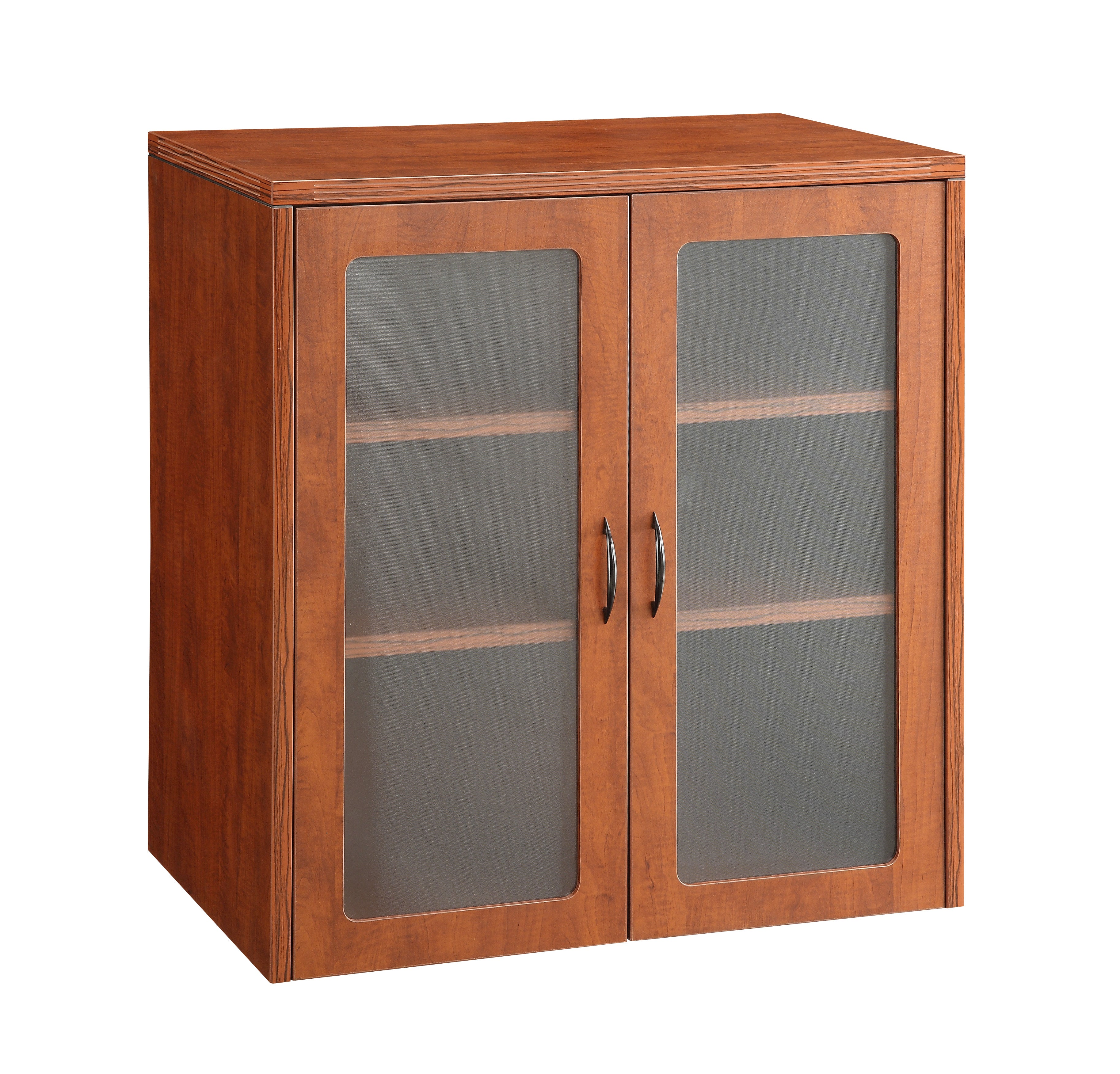 Napa 37"H Storage Cabinet, Glass/Wood Doors - Cherry
