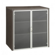 Napa 37"H Storage Cabinet, Glass/Aluminum Doors - Cherry