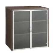 Napa 37"H Storage Cabinet, Glass/Aluminum Doors - Espresso