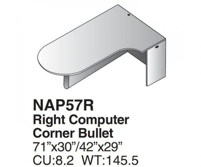 Napa Bullet 71X42 - Computer Corner Right - Espresso