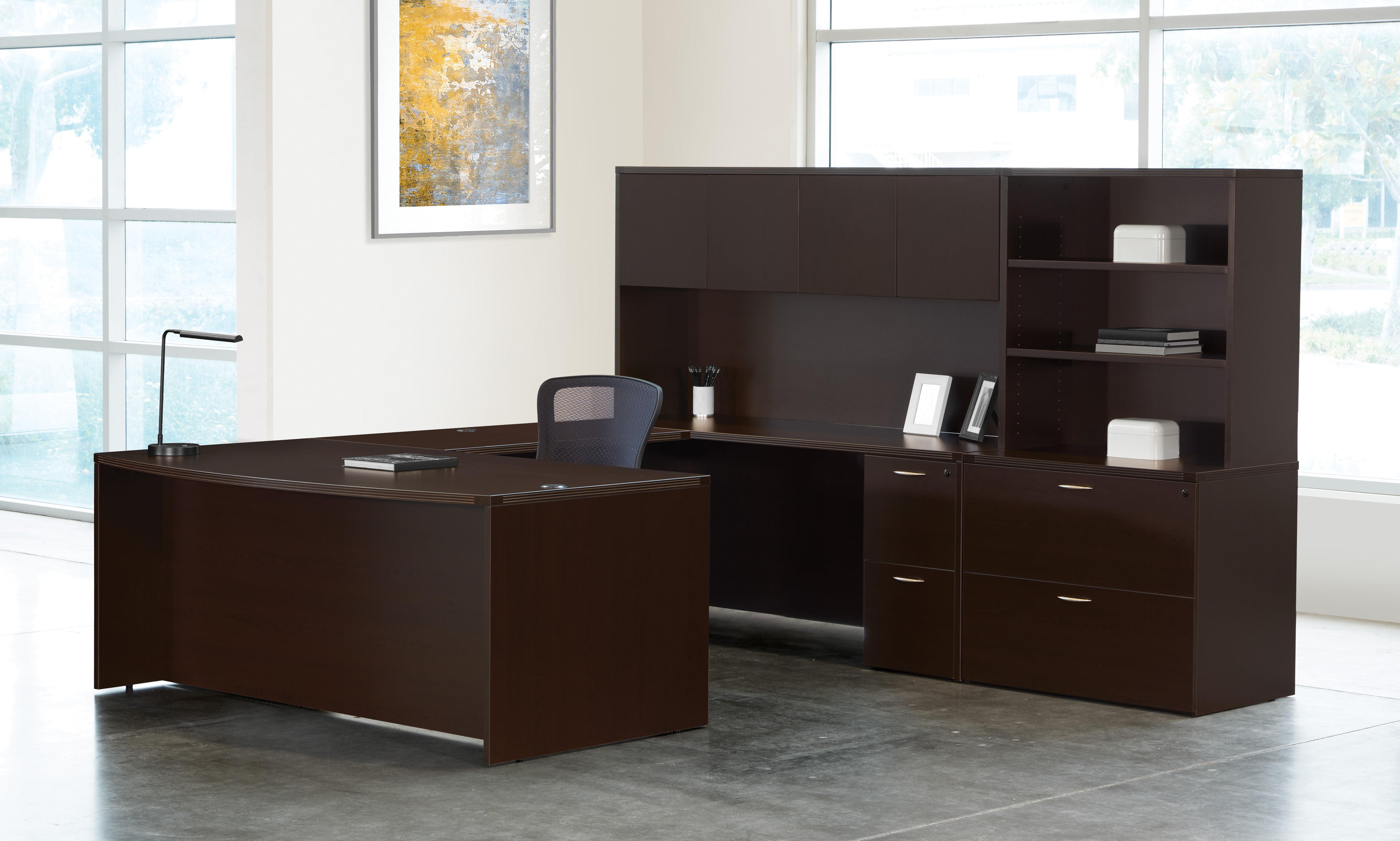 Napa U Shape with Hutch 107" X 113" - Espresso