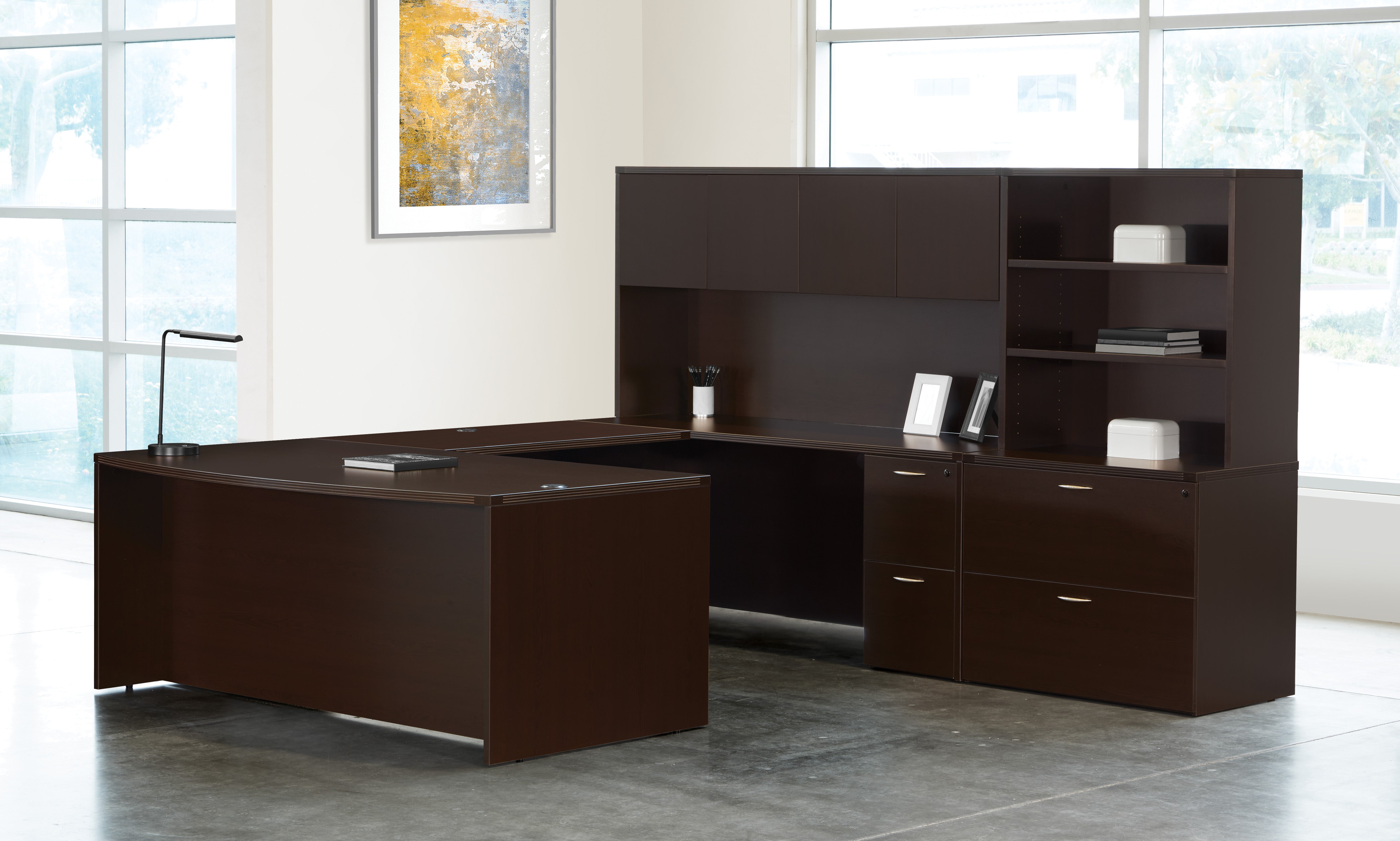 Napa U Shape with Hutch 107" X 113" - Espresso