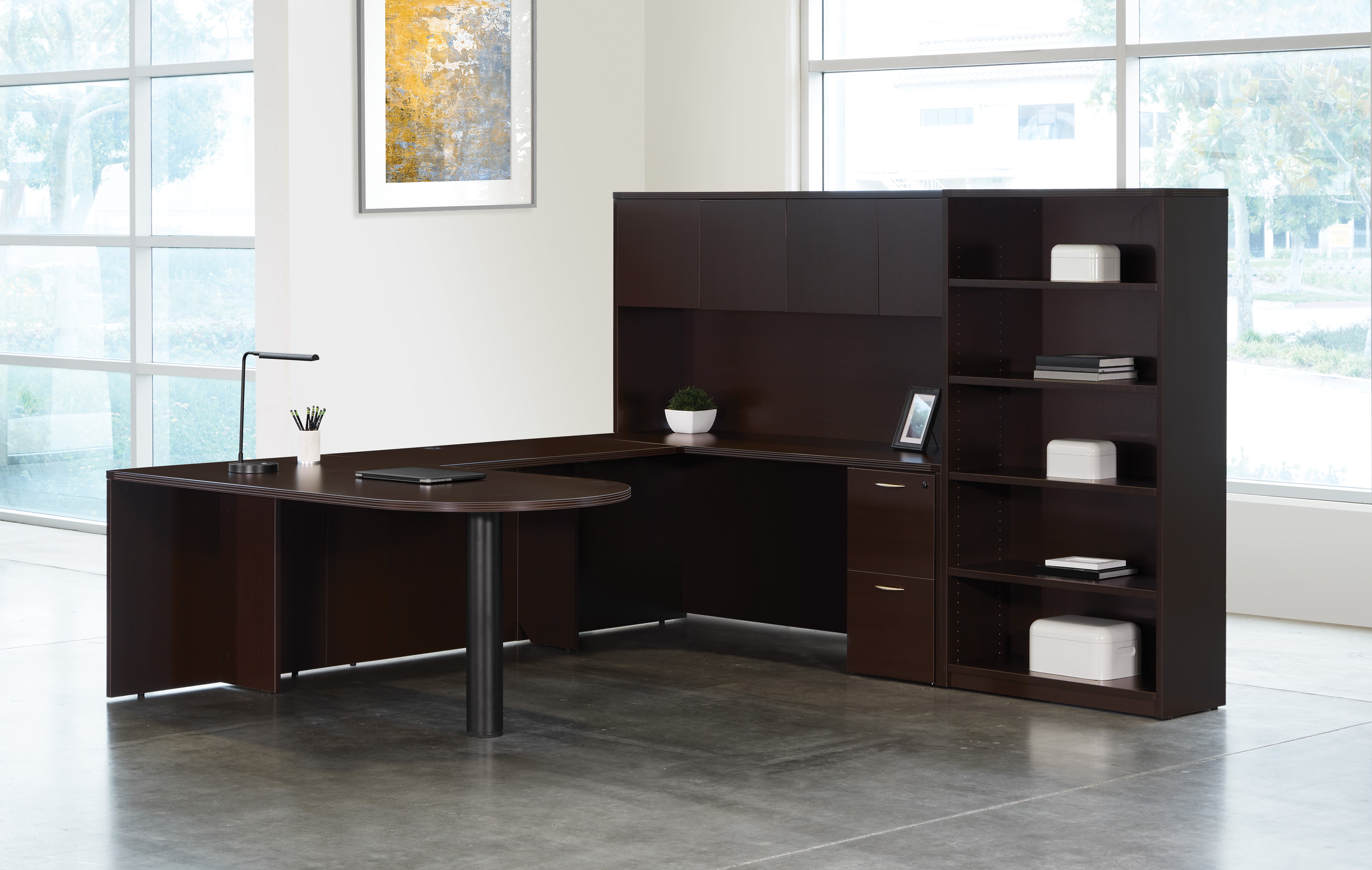 Napa U W/Bullet + Bookcase 107X108 - Espresso