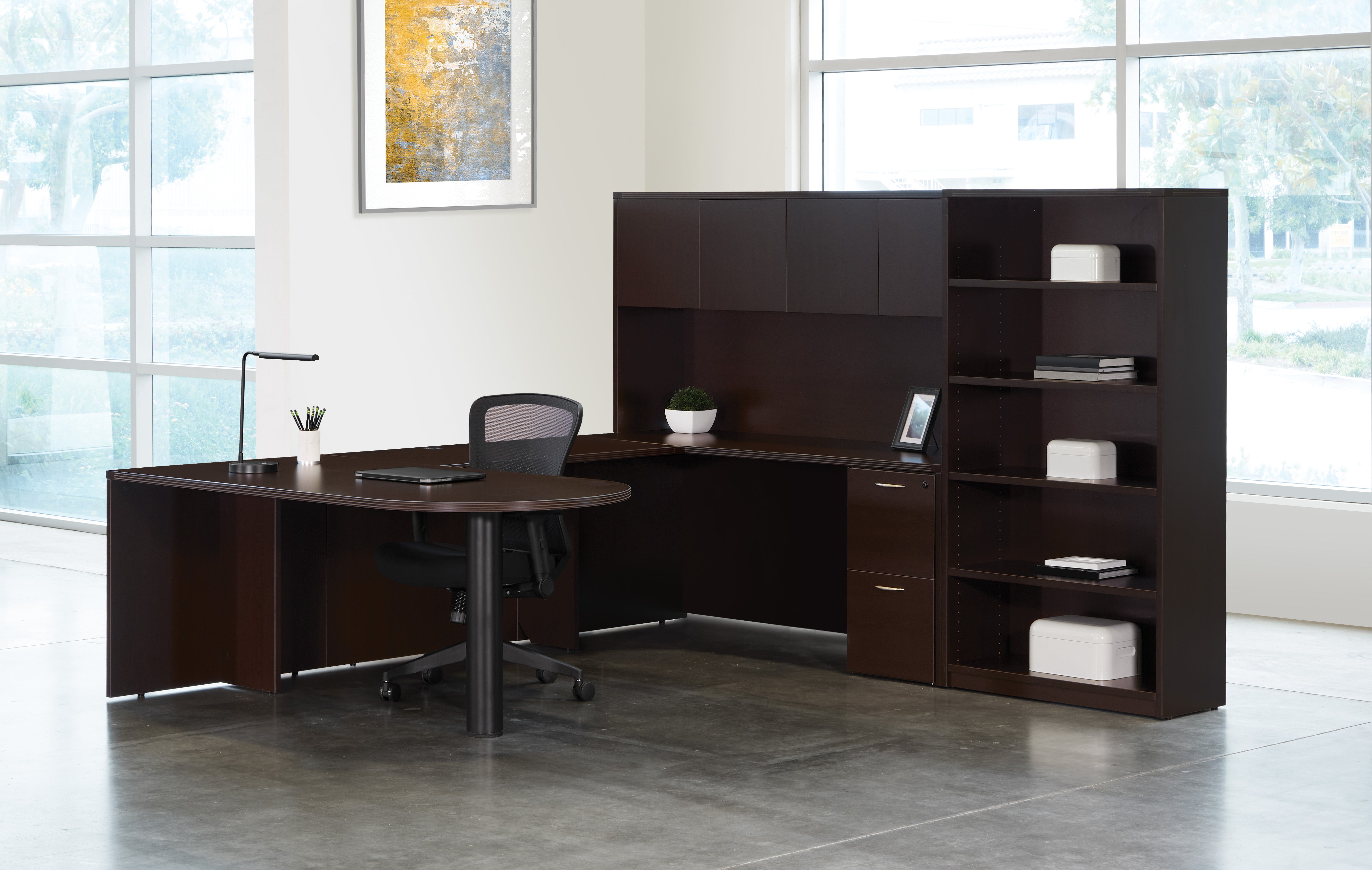 Napa U W/Bullet + Bookcase 107X108 - Espresso