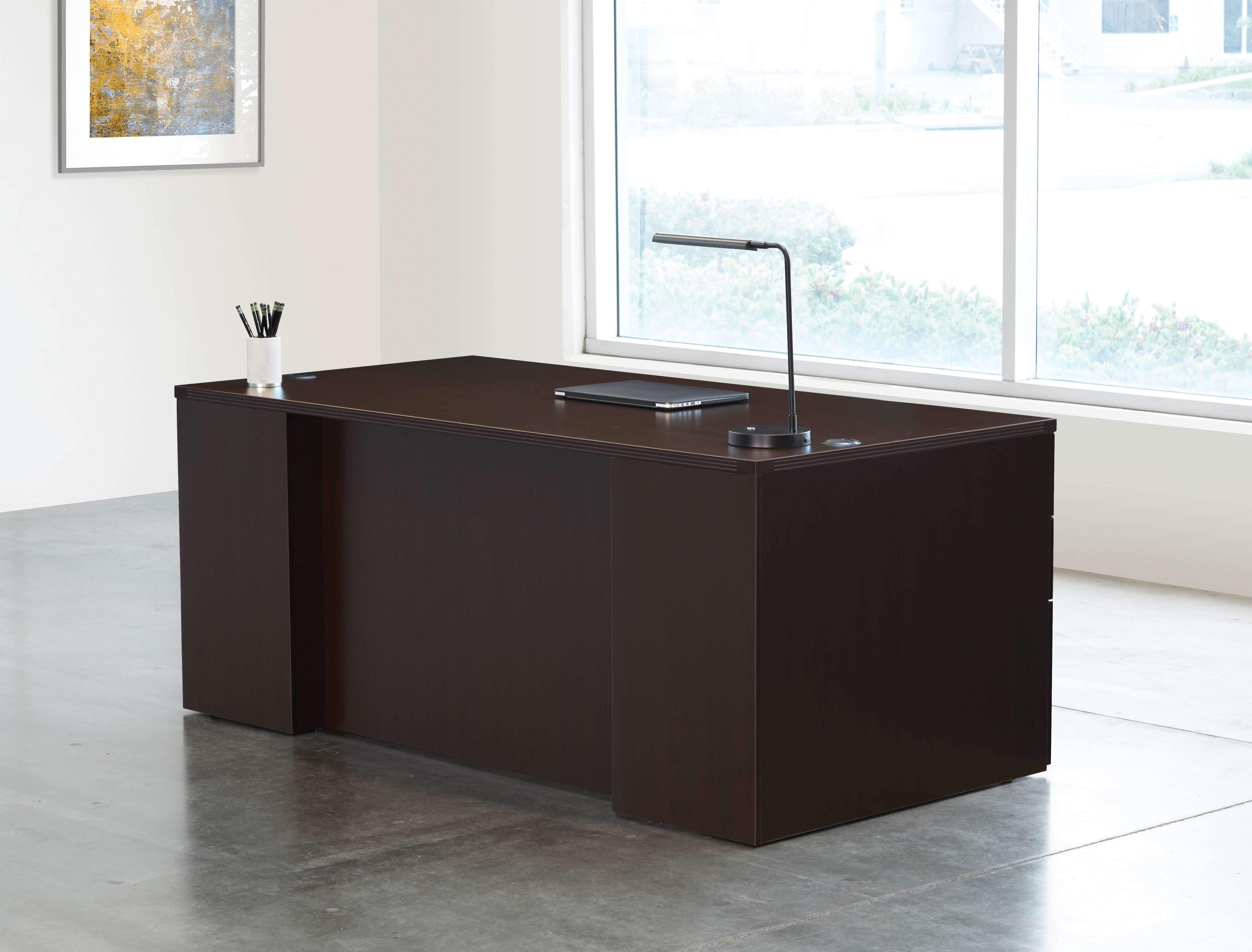 Napa Double Pedestal Desk 66" x 30" - Espresso