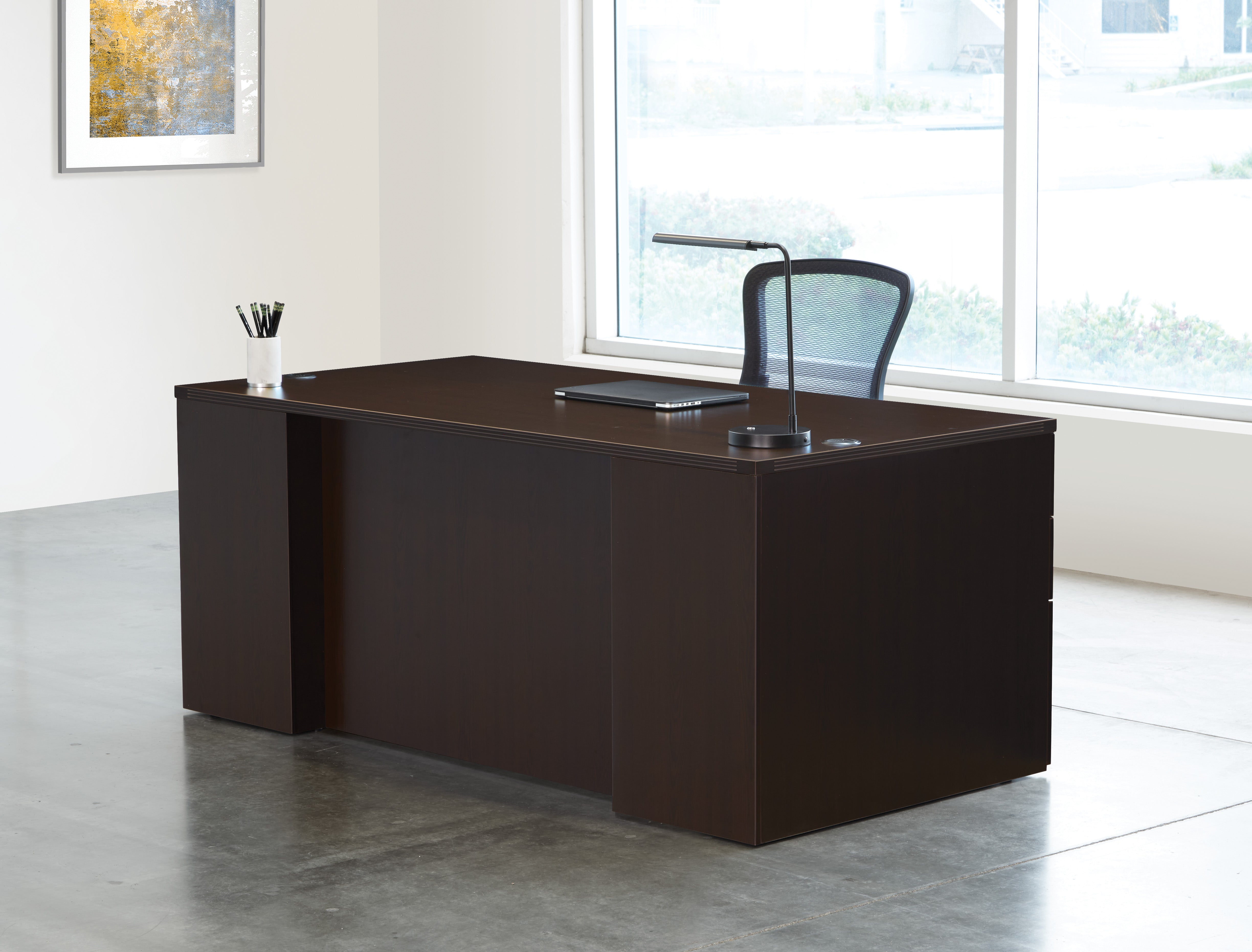 Napa Double Pedestal Desk 66" x 30" - Espresso