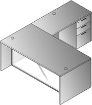 L-Shape W/Glass Modesty Panel 71" x 84" - Espresso