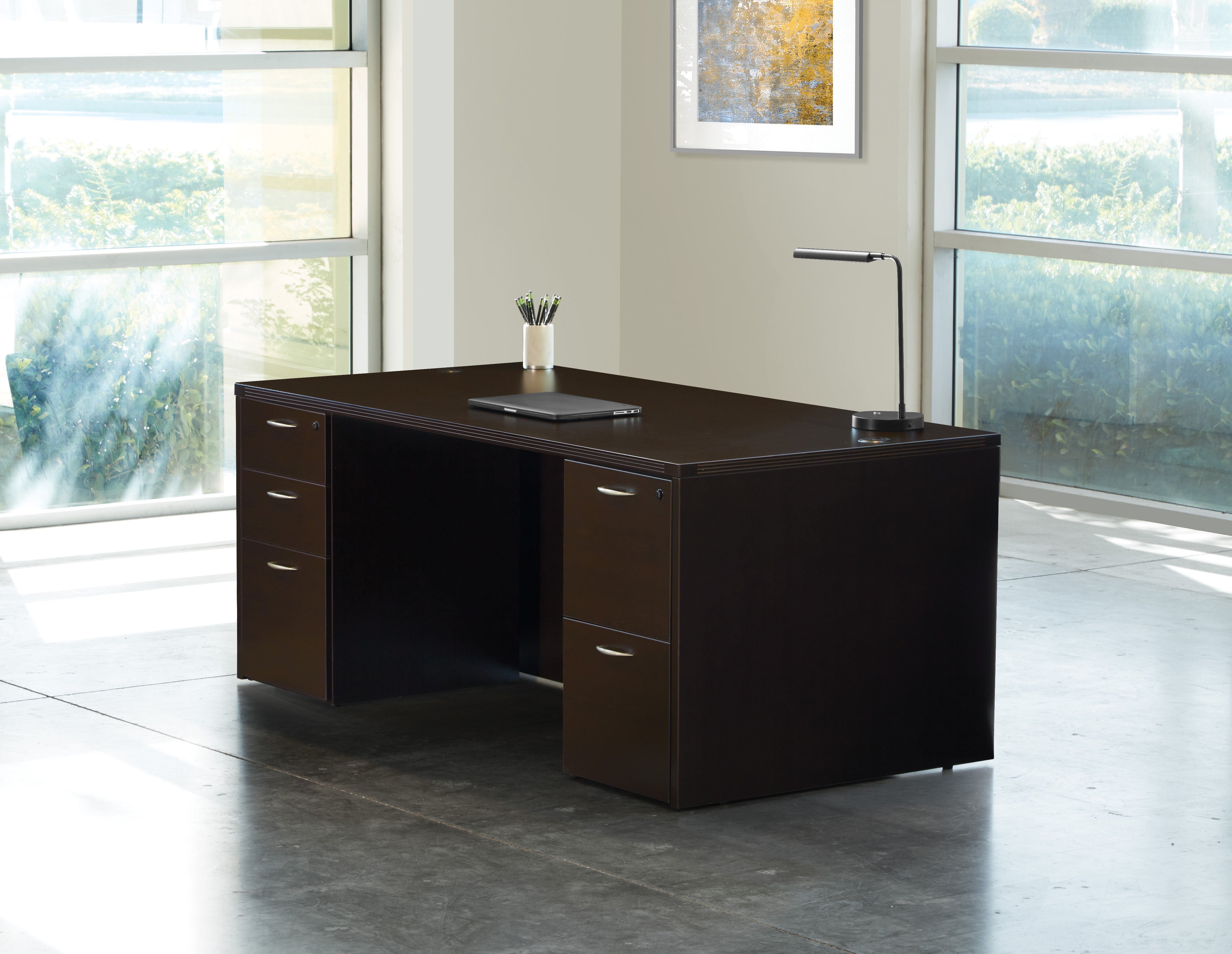 Napa Double Pedestal Desk 71"X35" - Espresso