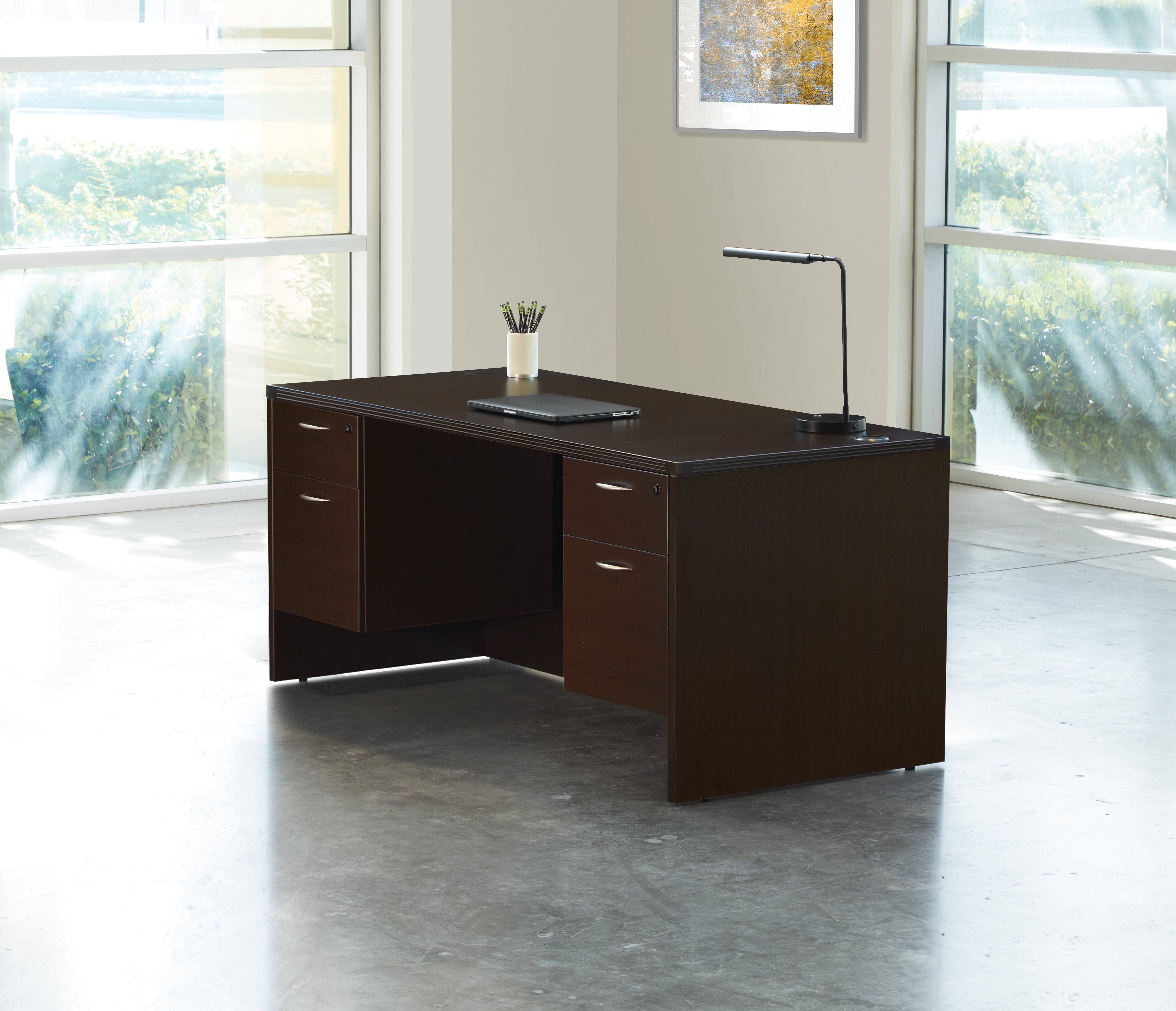Napa Double Pedestal Desk 66"X30" - Espresso