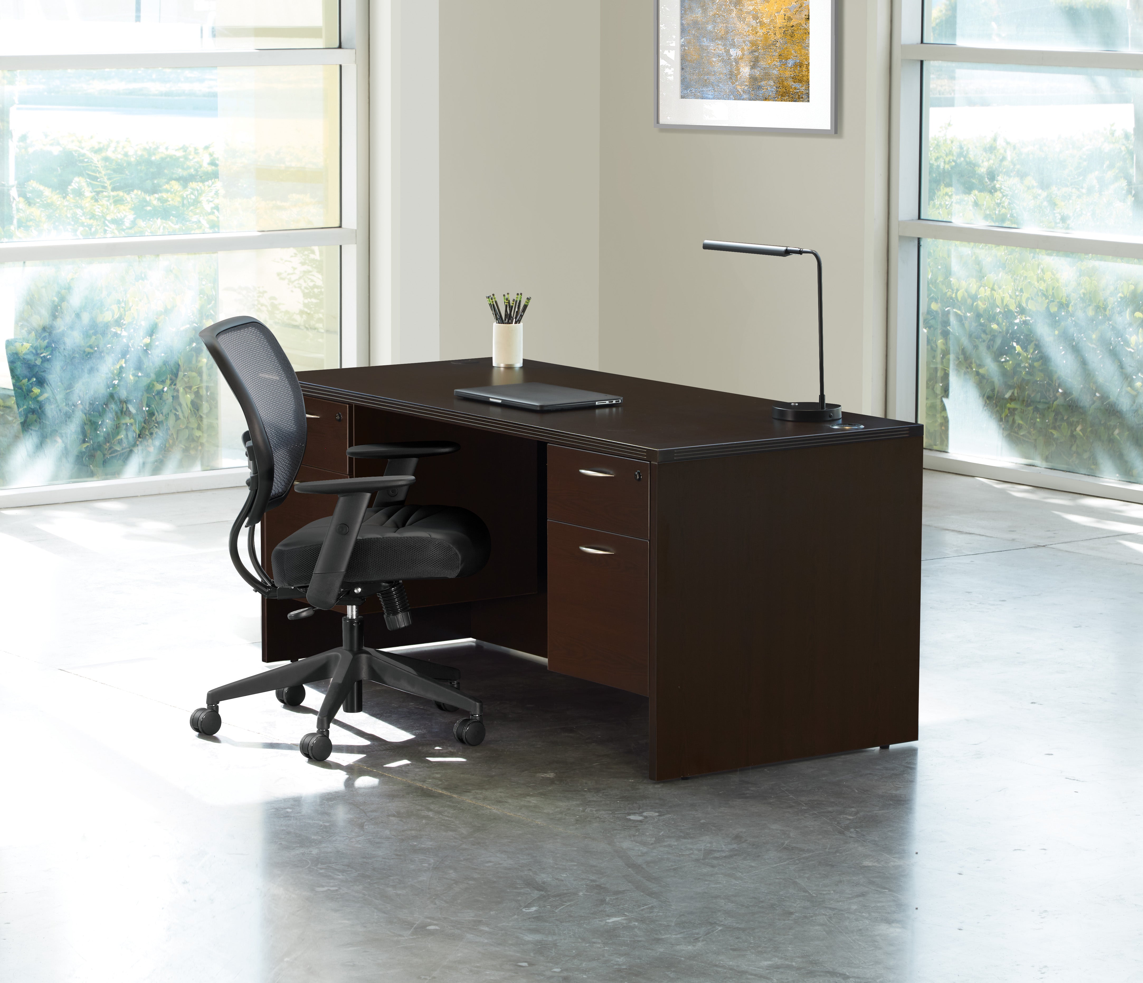 Napa Double Pedestal Desk 66"X30" - Espresso