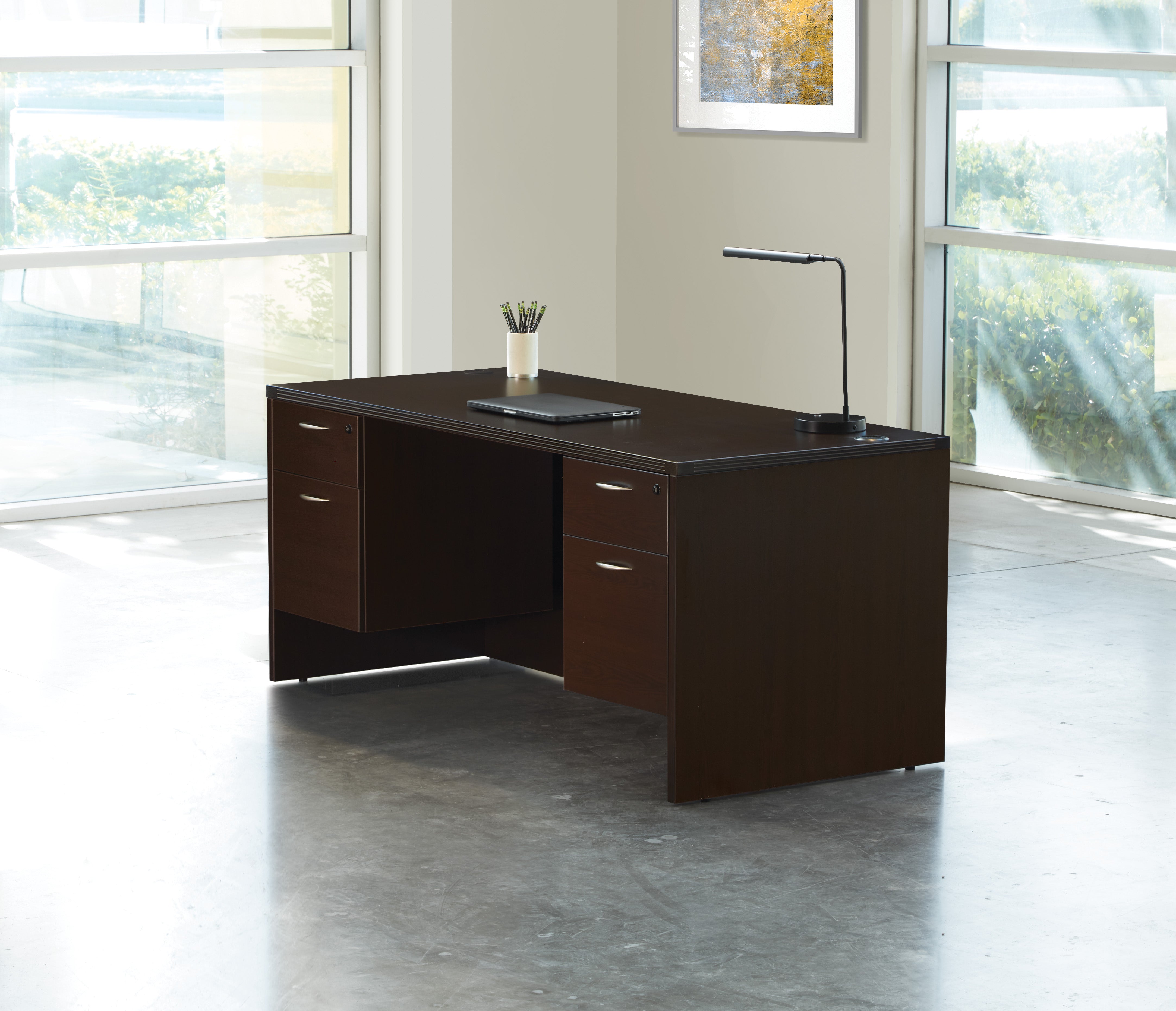 Napa Double Pedestal Desk 60"X30" - Espresso