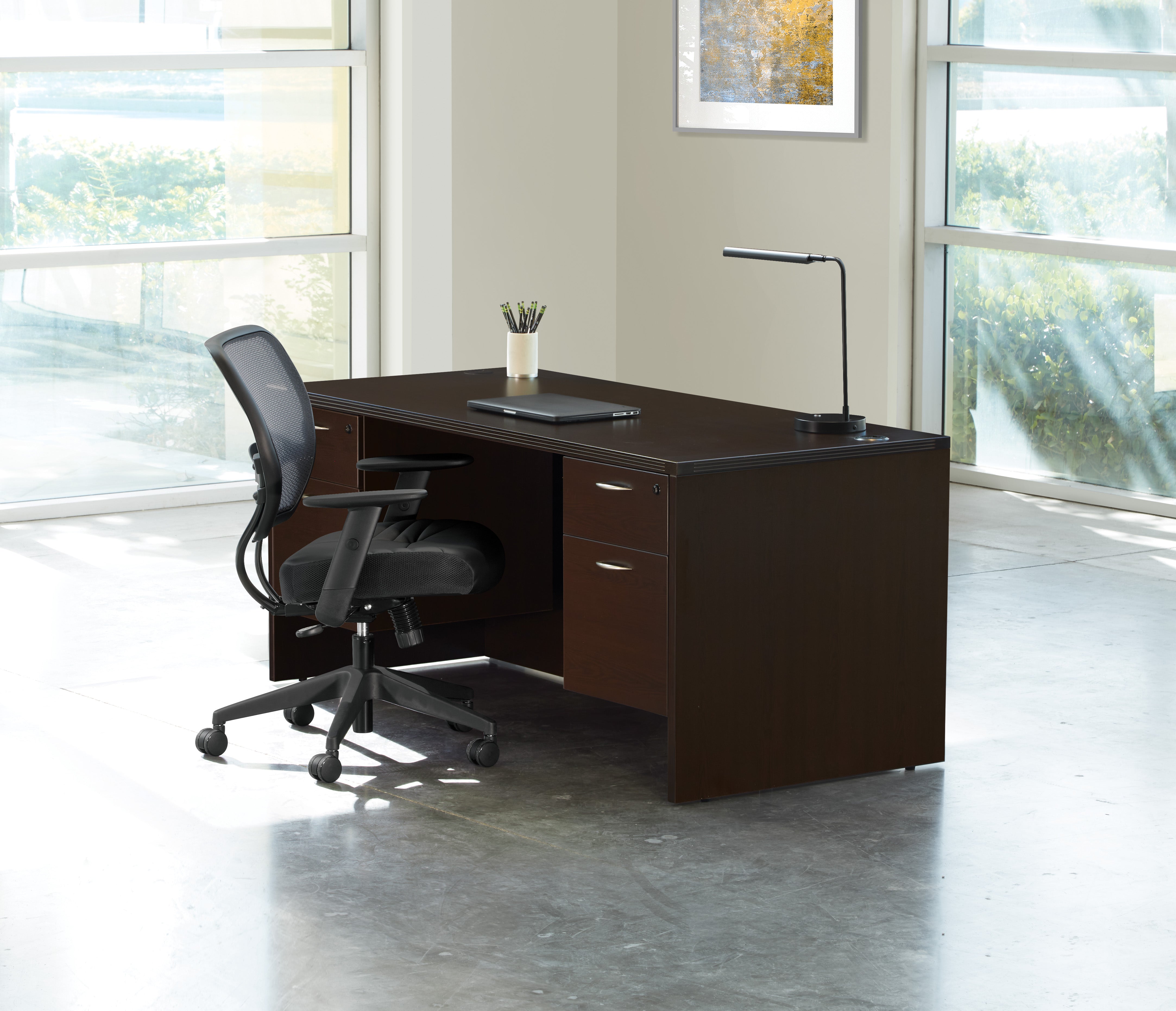 Napa Double Pedestal Desk 60"X30" - Espresso