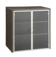 Napa 37"H Storage Cabinet, Glass/Aluminum Doors - Mahogany