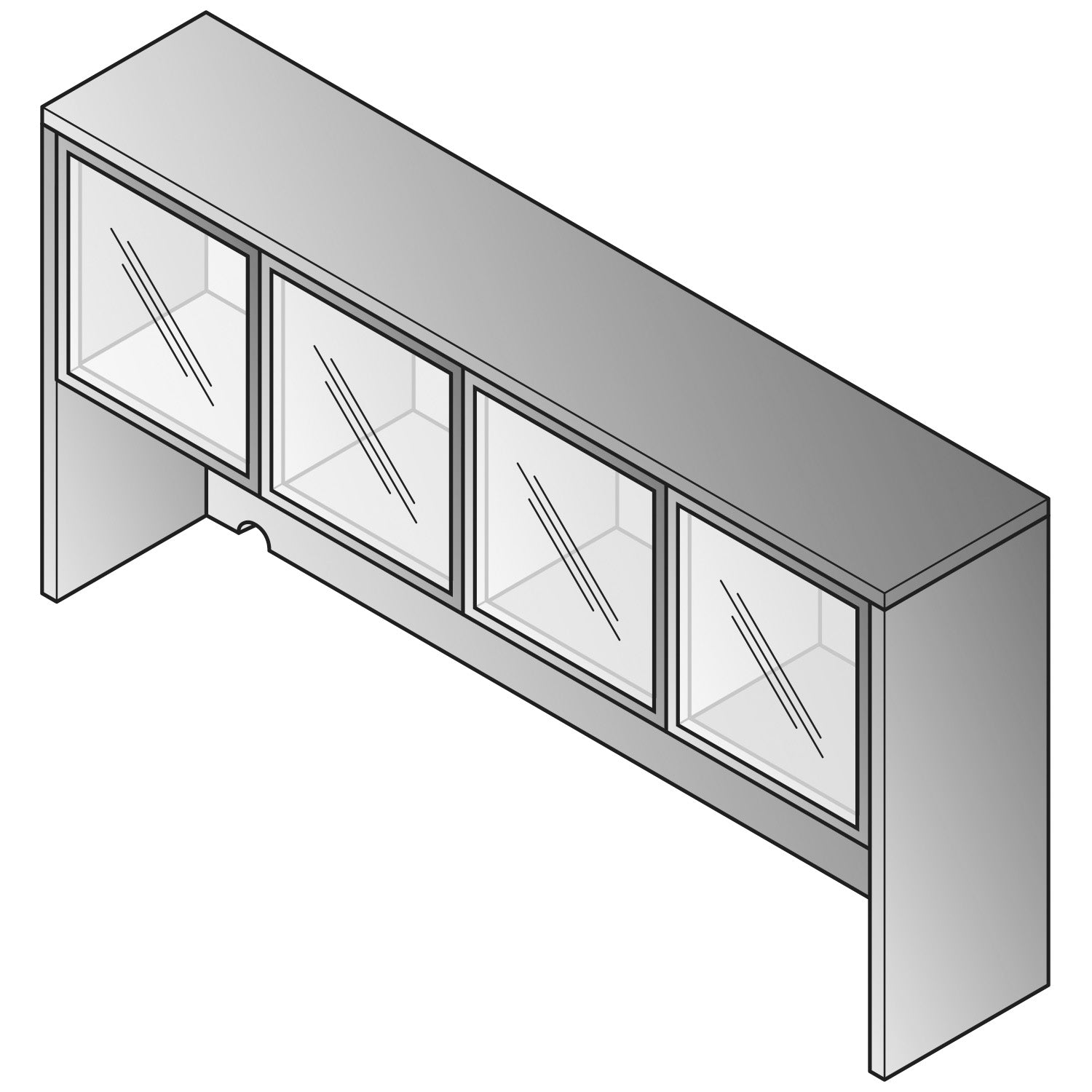 Overhead with Glass Doors 71 x 15 x 36 - Mahogany