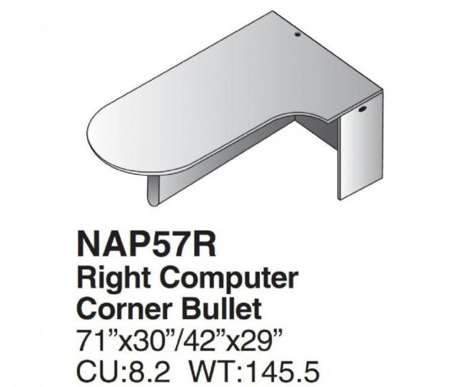 Napa Bullet 71X42 - Computer Corner Right - Mahogany