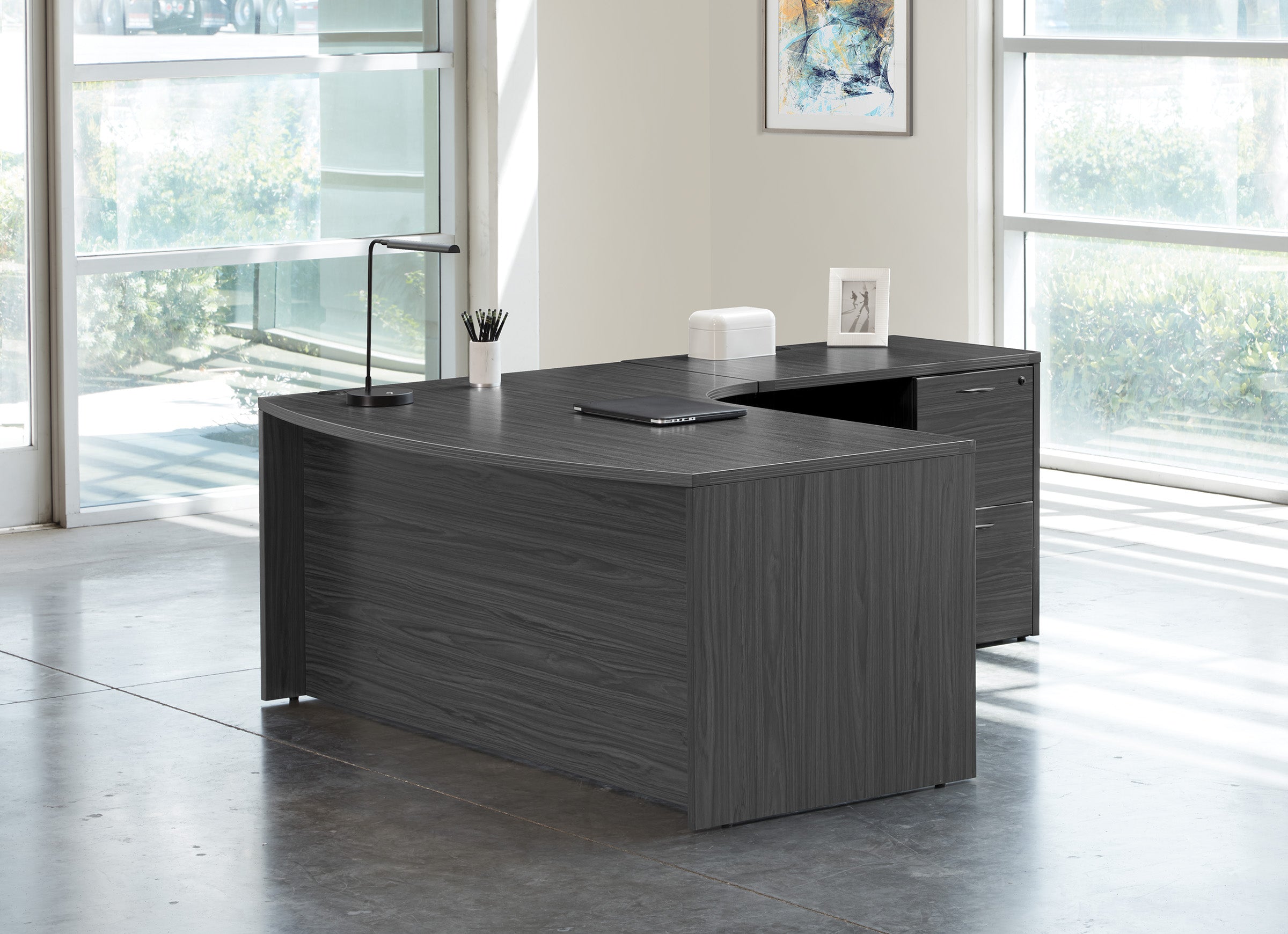 Napa Right L Shape W/Curved Corner 71"X83" - Slate Grey