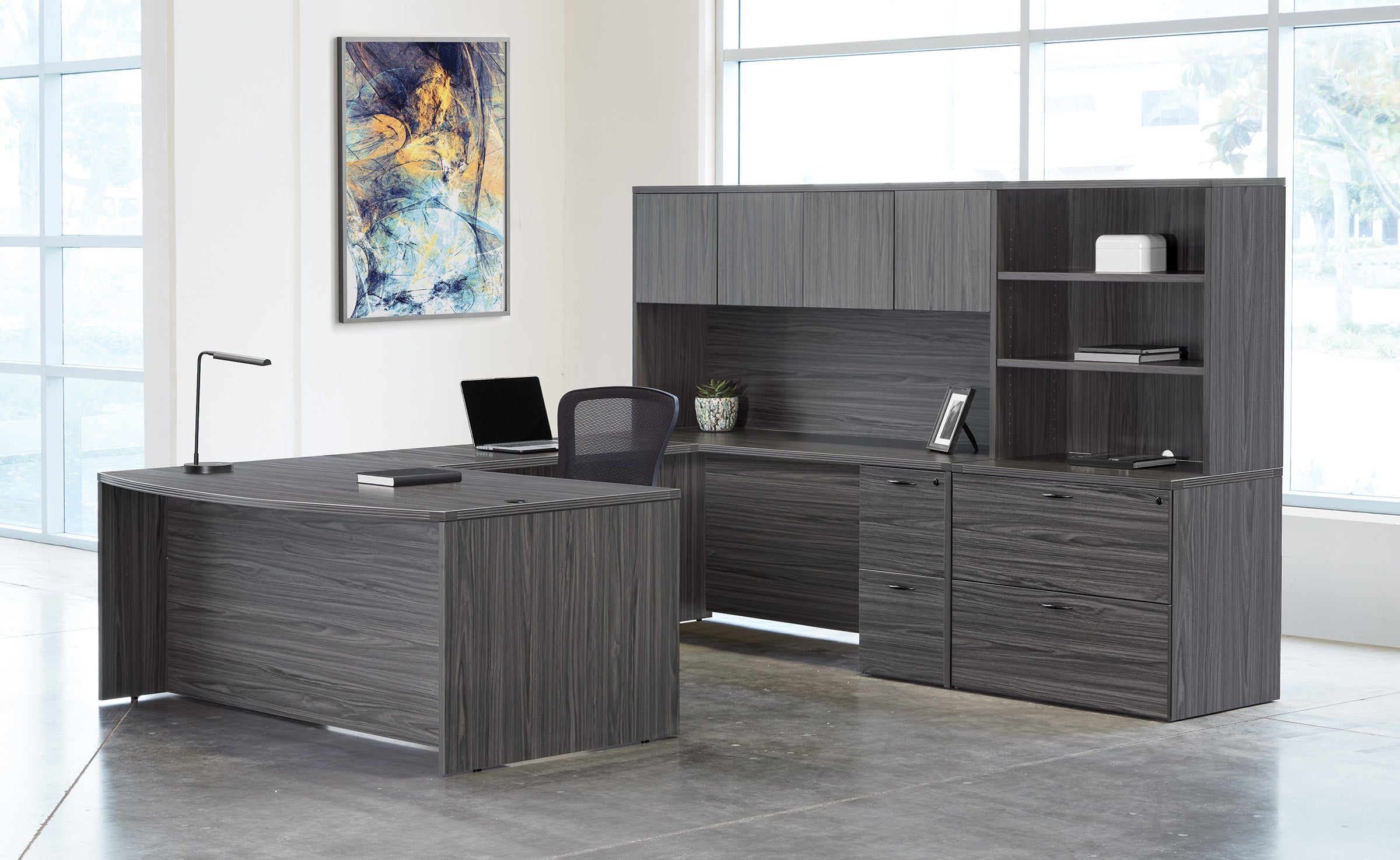 Napa U Shape with Hutch 107" X 113" - Slate Grey