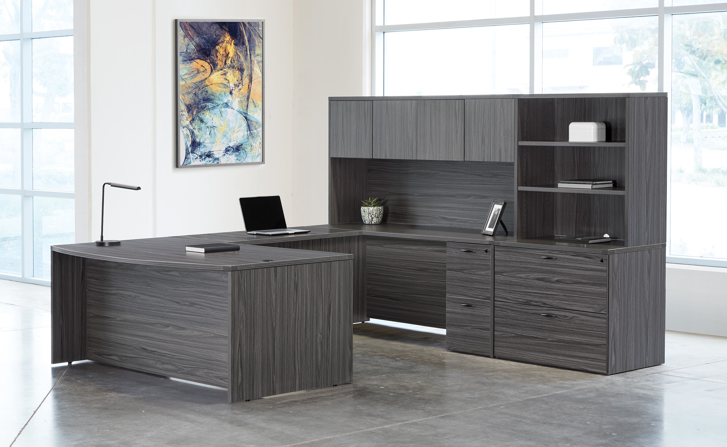 Napa U Shape with Hutch 107" X 113" - Slate Grey