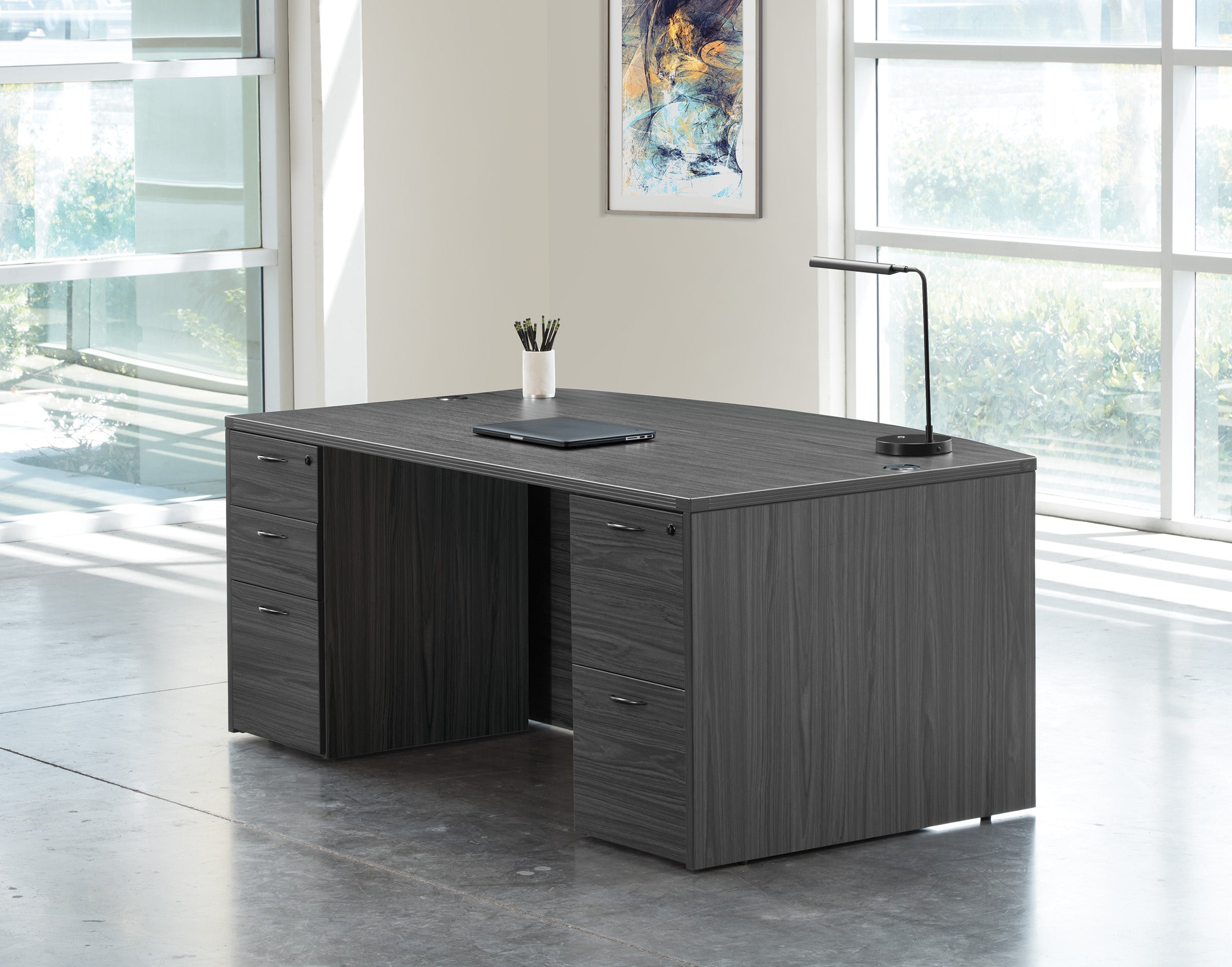 Napa Bow Top Desk 71"X41" - Slate Grey