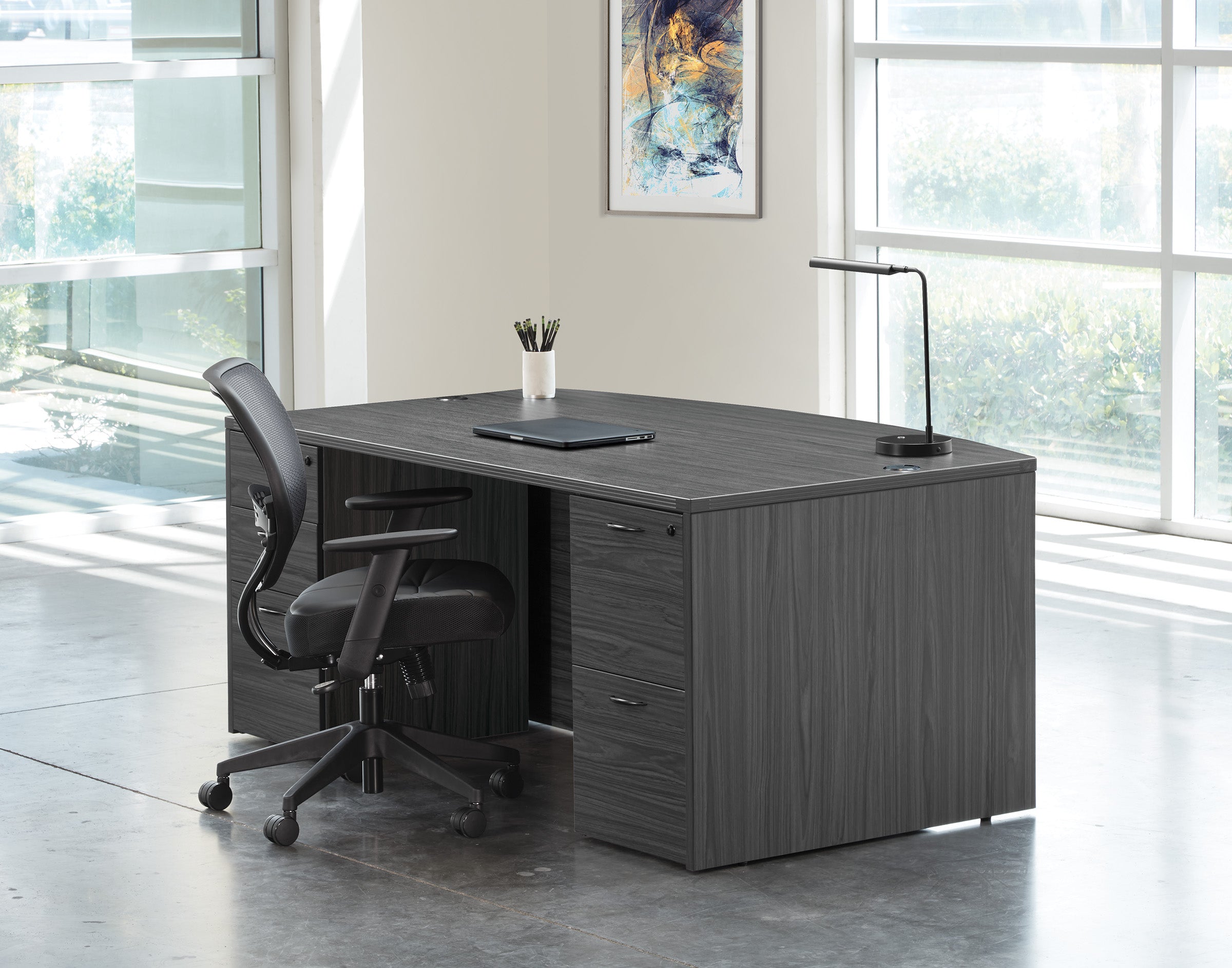 Napa Bow Top Desk 71"X41" - Slate Grey