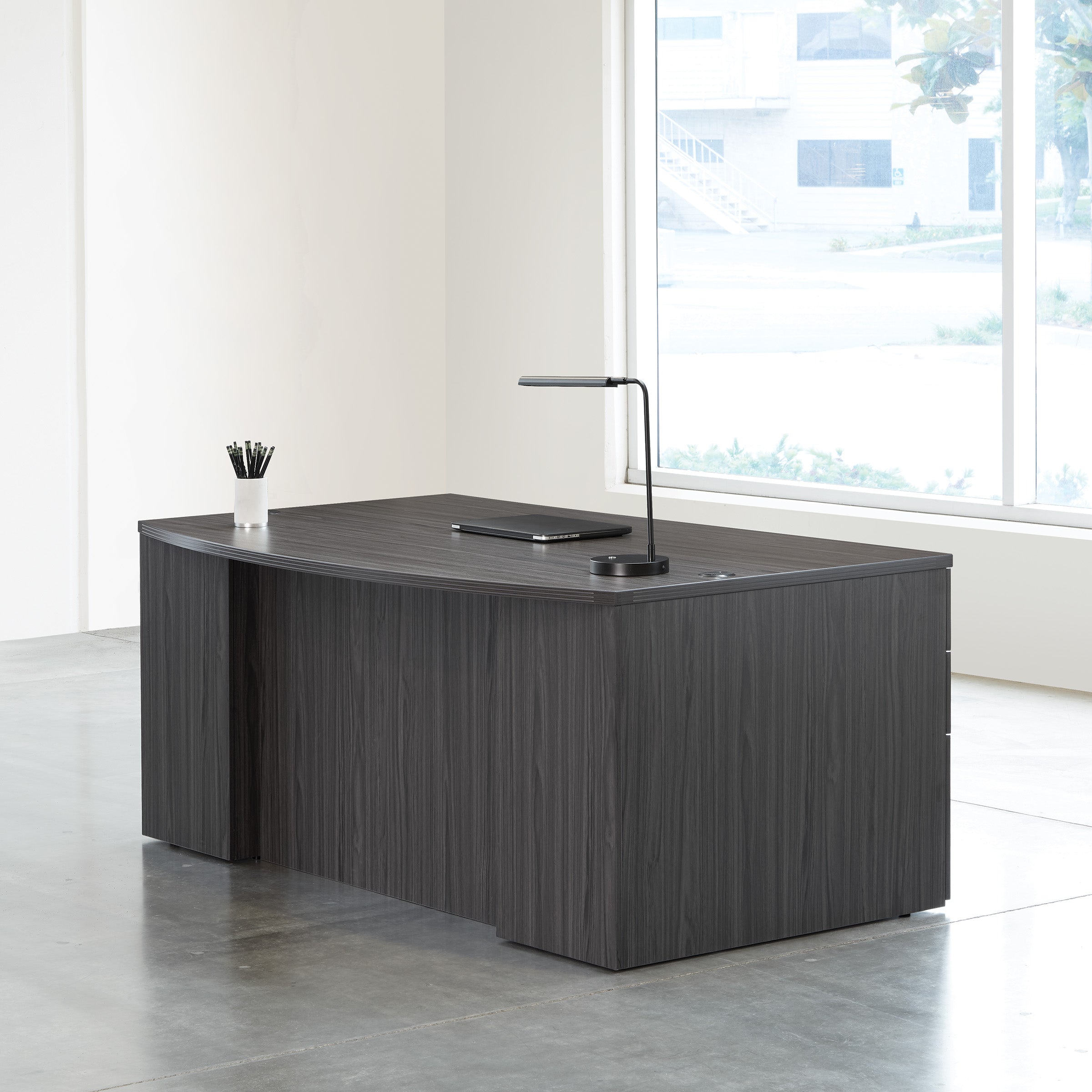 Napa Bow Top Desk 71" x 40" - Slate Grey