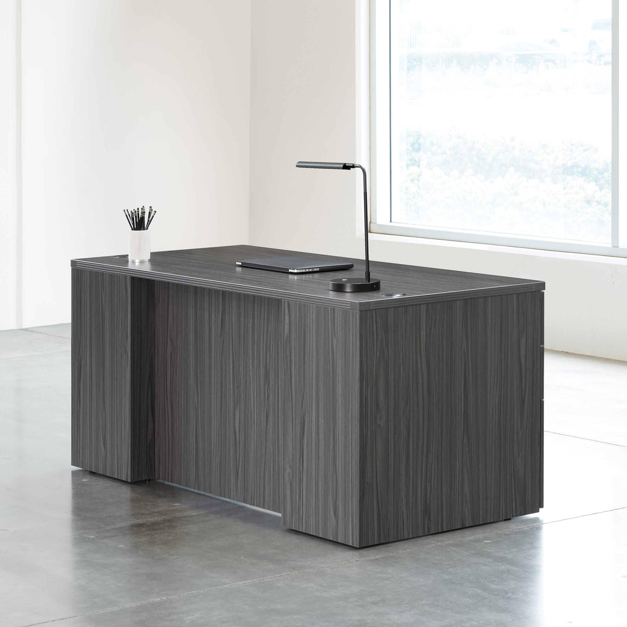 Napa Double Pedestal Desk 66" x 30" - Slate Grey