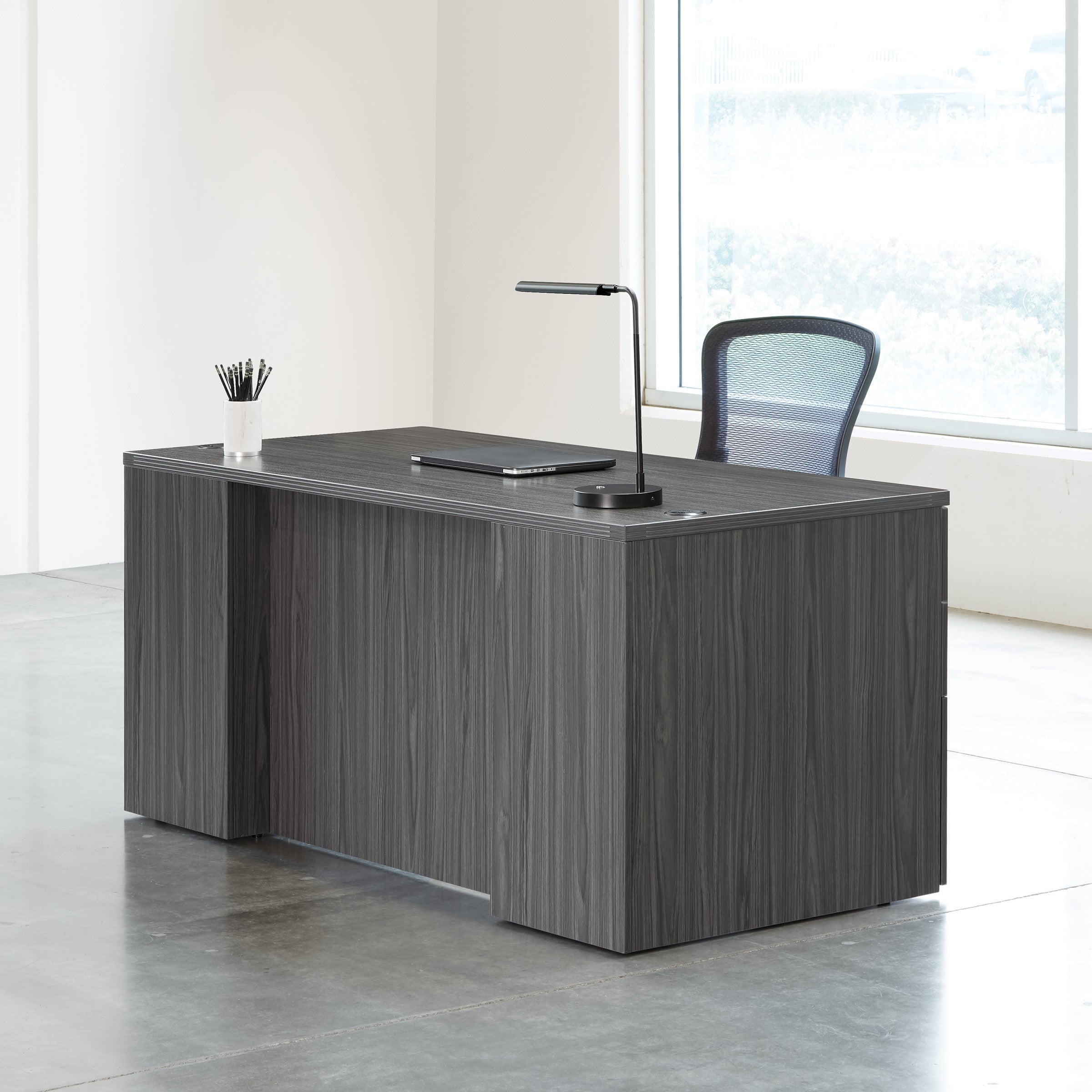 Napa Double Pedestal Desk 66" x 30" - Slate Grey