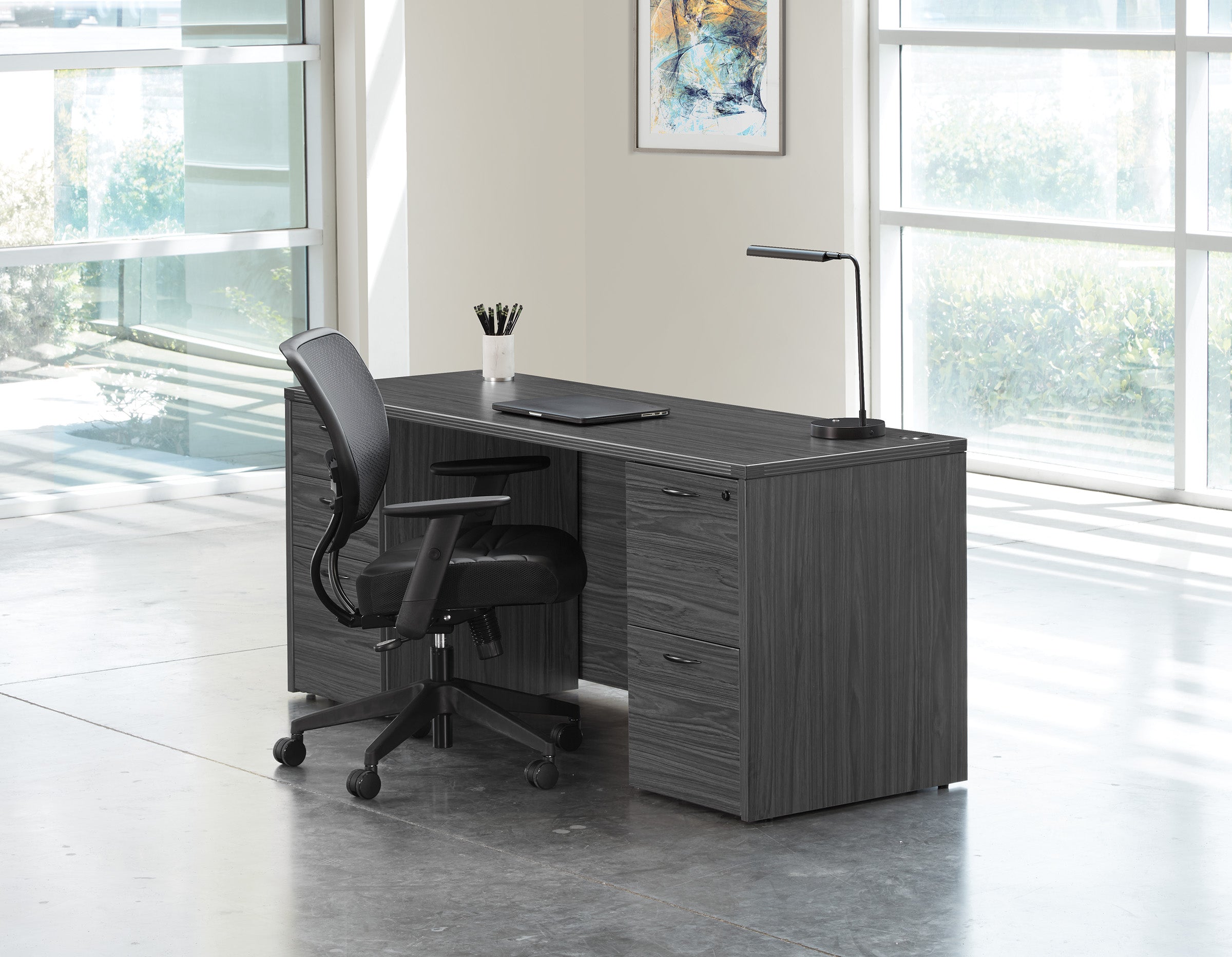 Napa Kneespace Credenza 71"X24" - Slate Grey