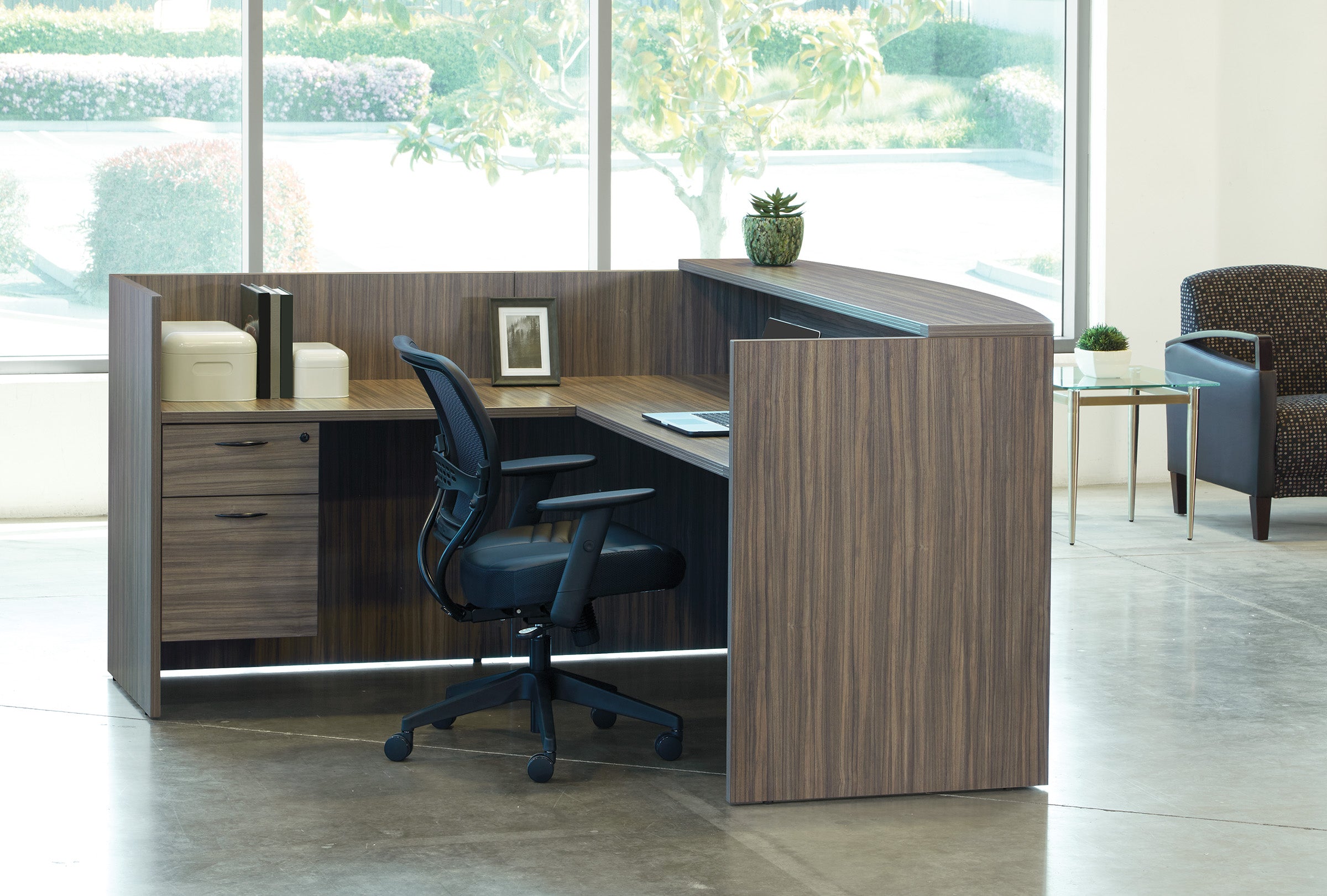 Napa Reception Station 77X77X42H - Urban Walnut