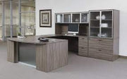 Napa U-Shape w/ Hutch and File Storage + Modesty Panel 107" x 112 - Urban Walnut