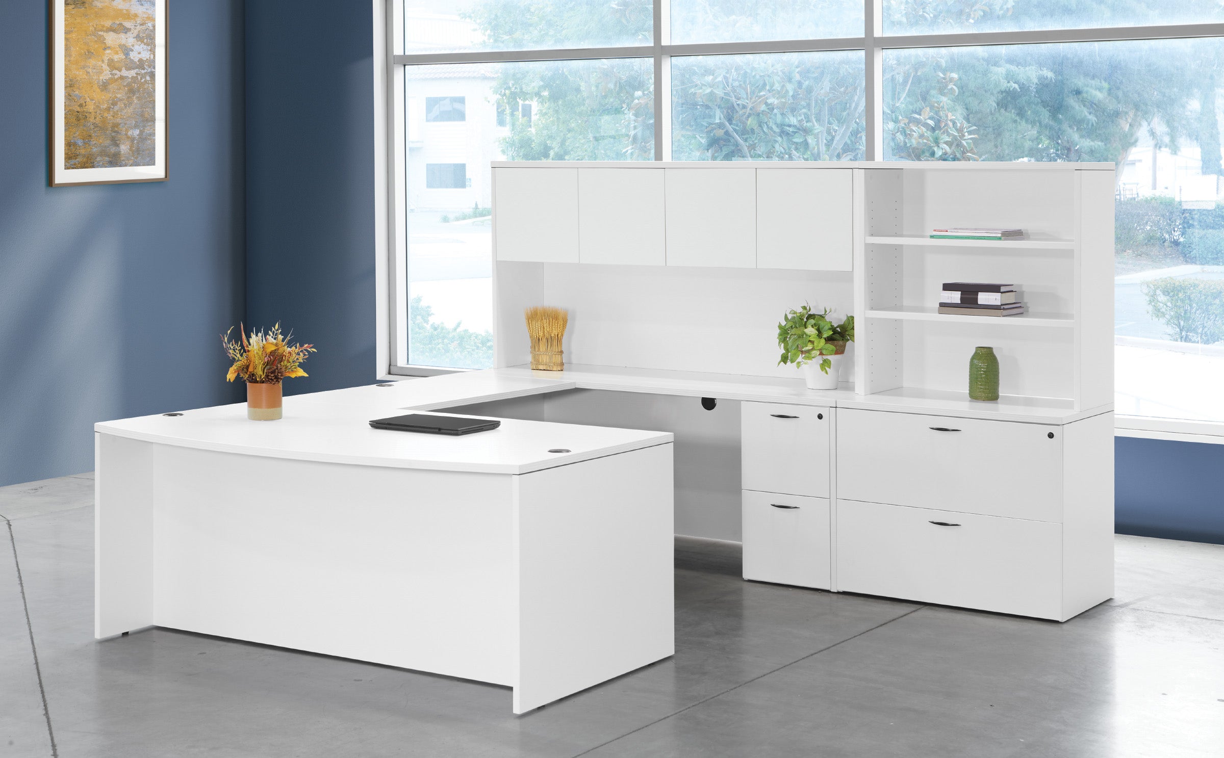 Napa U Shape with Hutch 107" X 113" - White