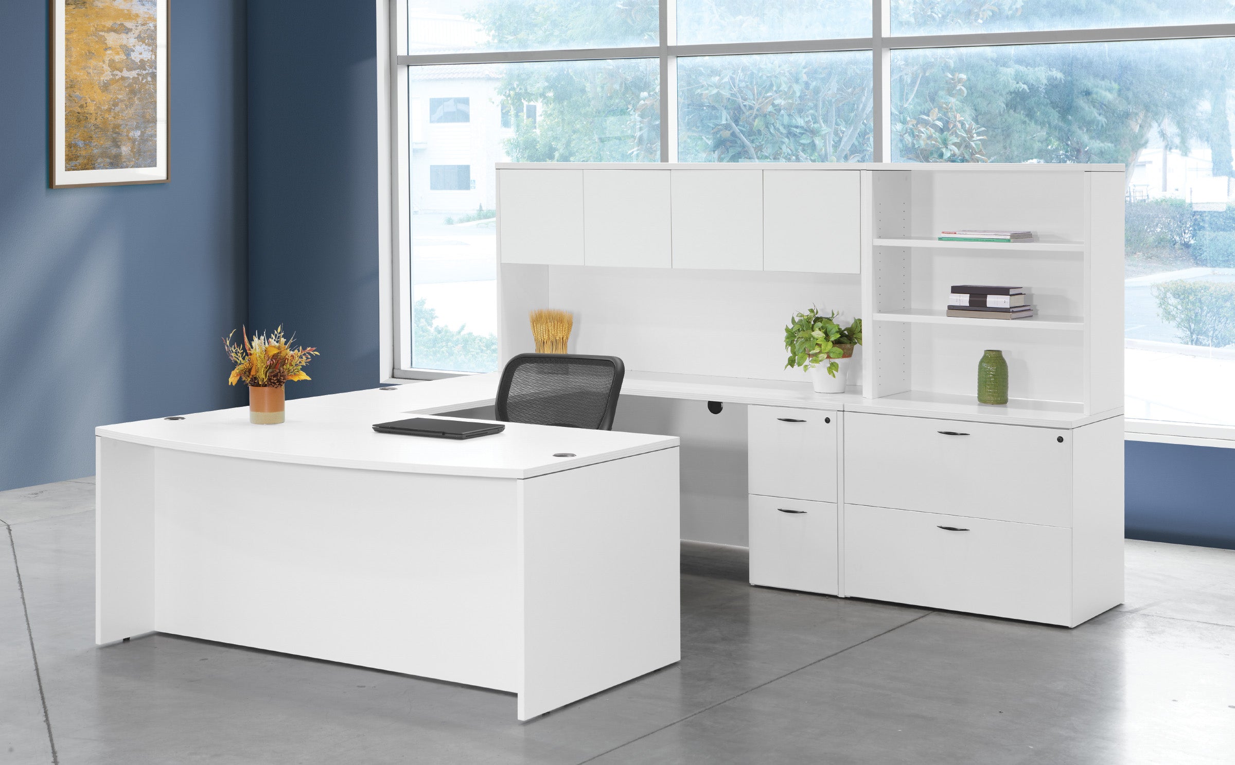 Napa U Shape with Hutch 107" X 113" - White