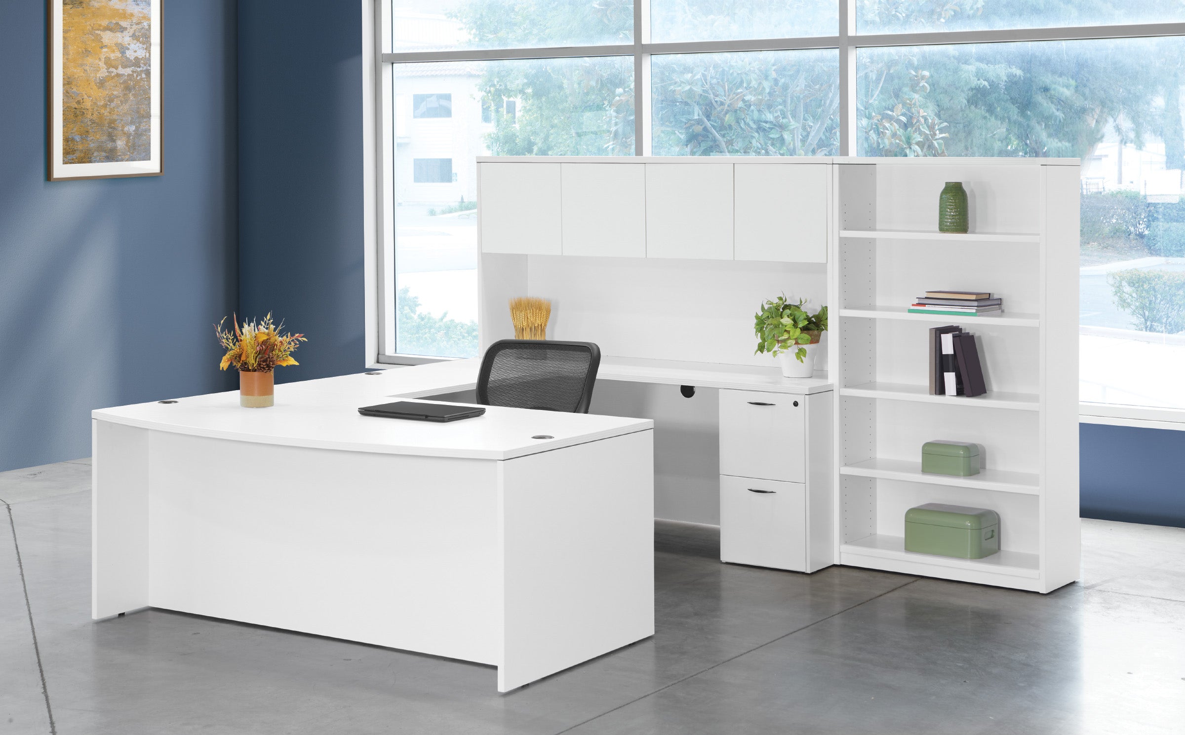 Napa Right U with Bookcase 107X107 - White