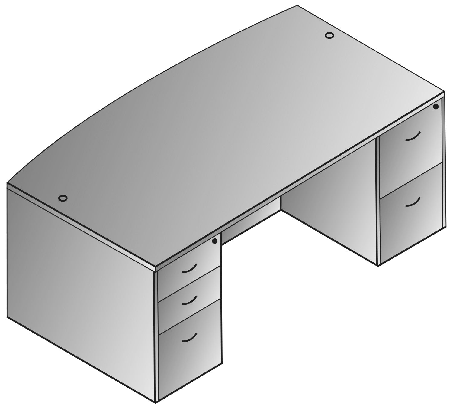 Napa Bow Top Desk 71"X41" - White