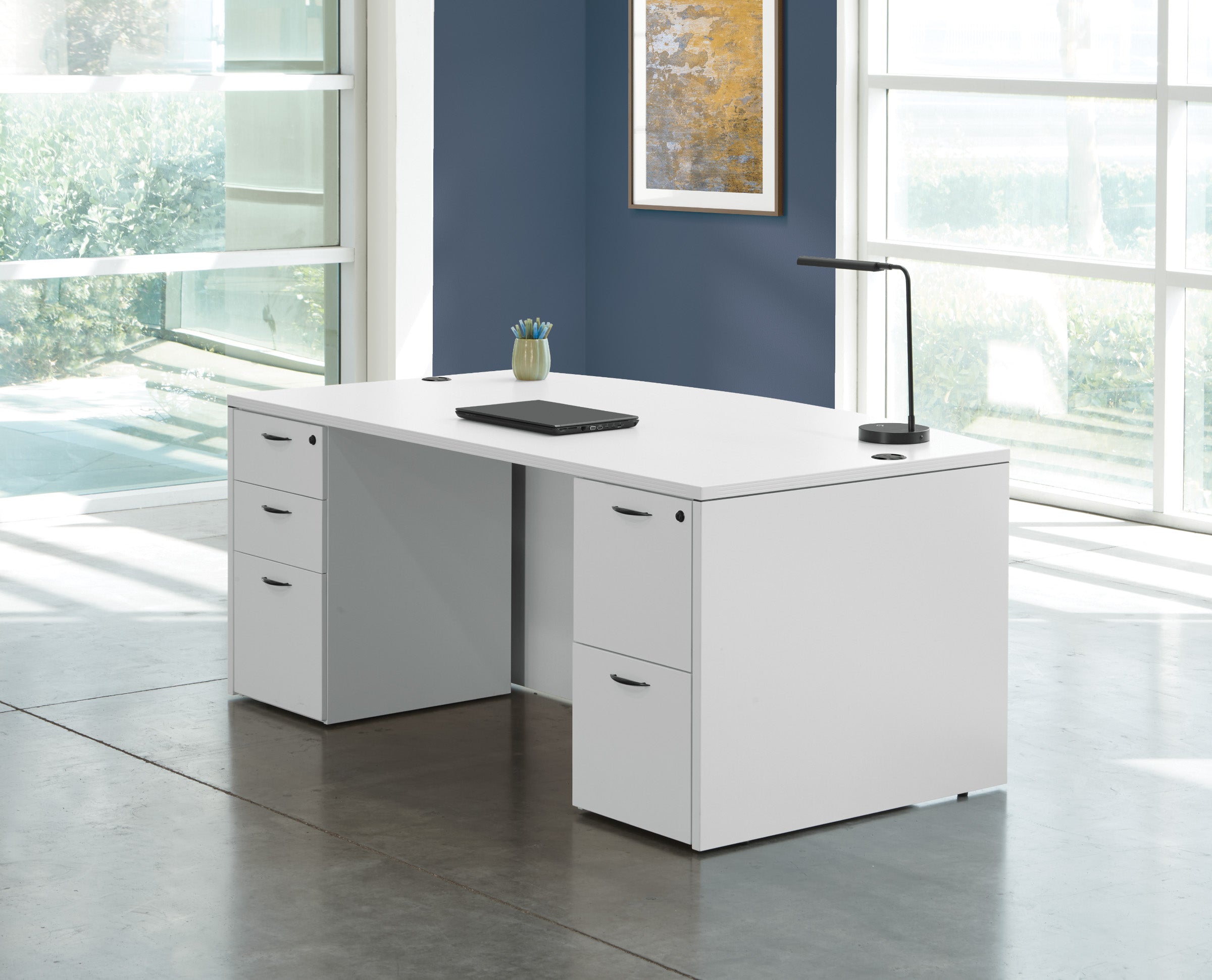 Napa Bow Top Desk 71"X41" - White