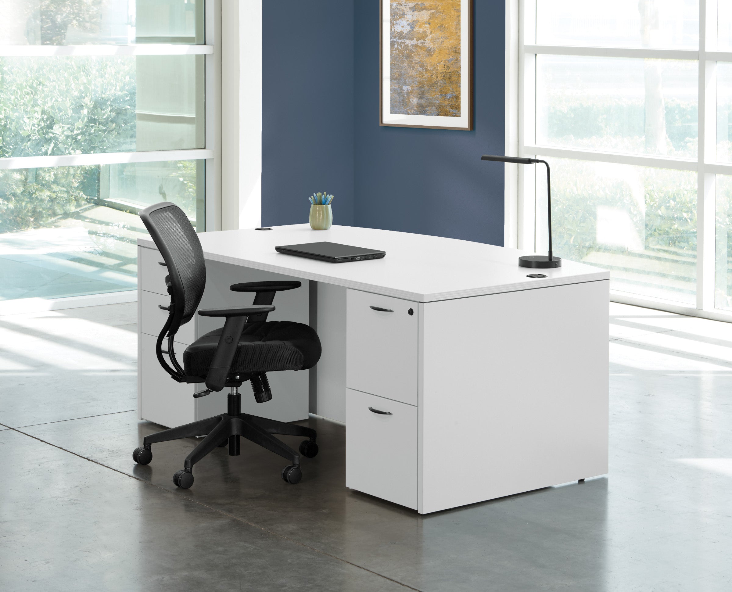 Napa Bow Top Desk 71"X41" - White