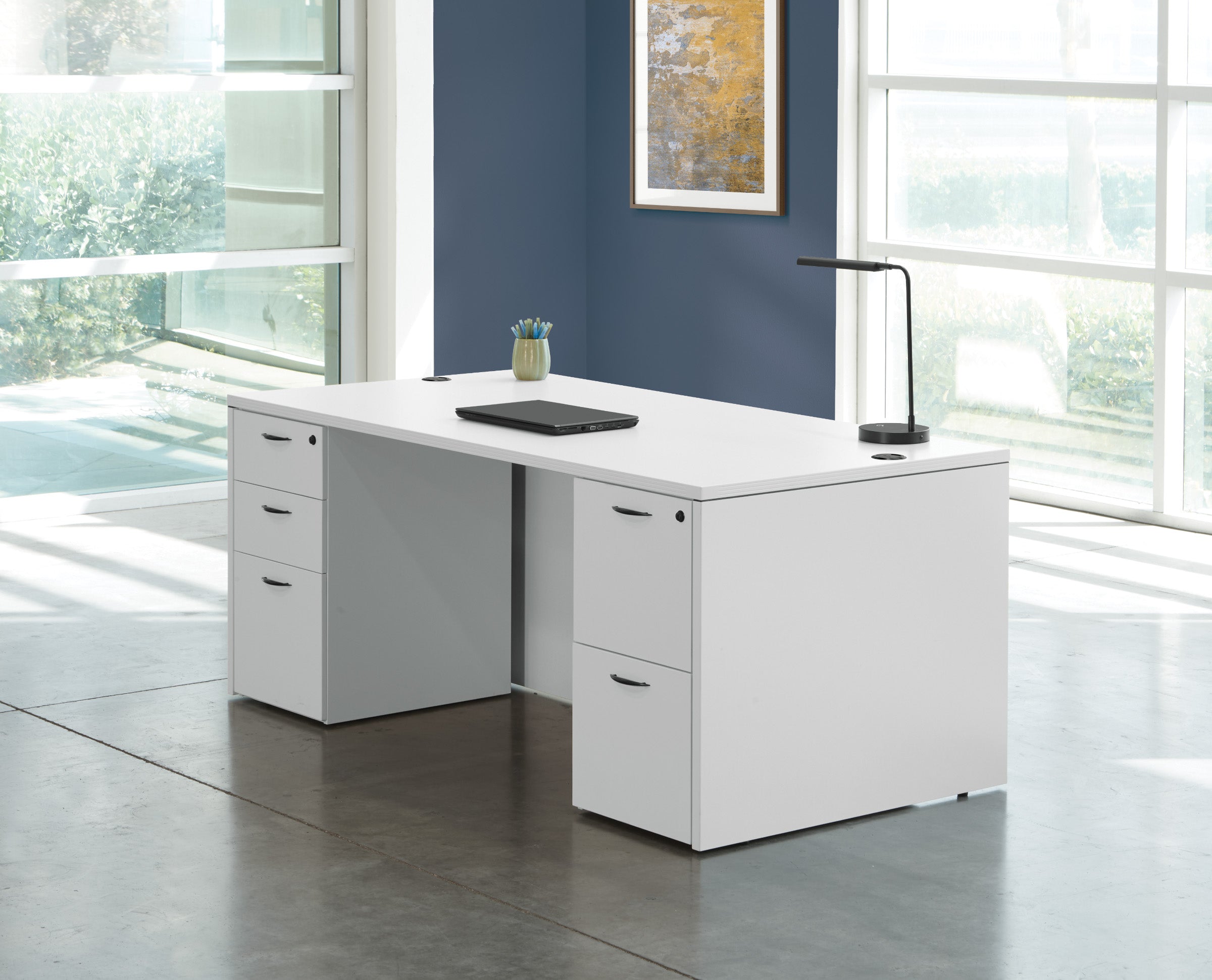 Napa Double Pedestal Desk 71"X35" - White