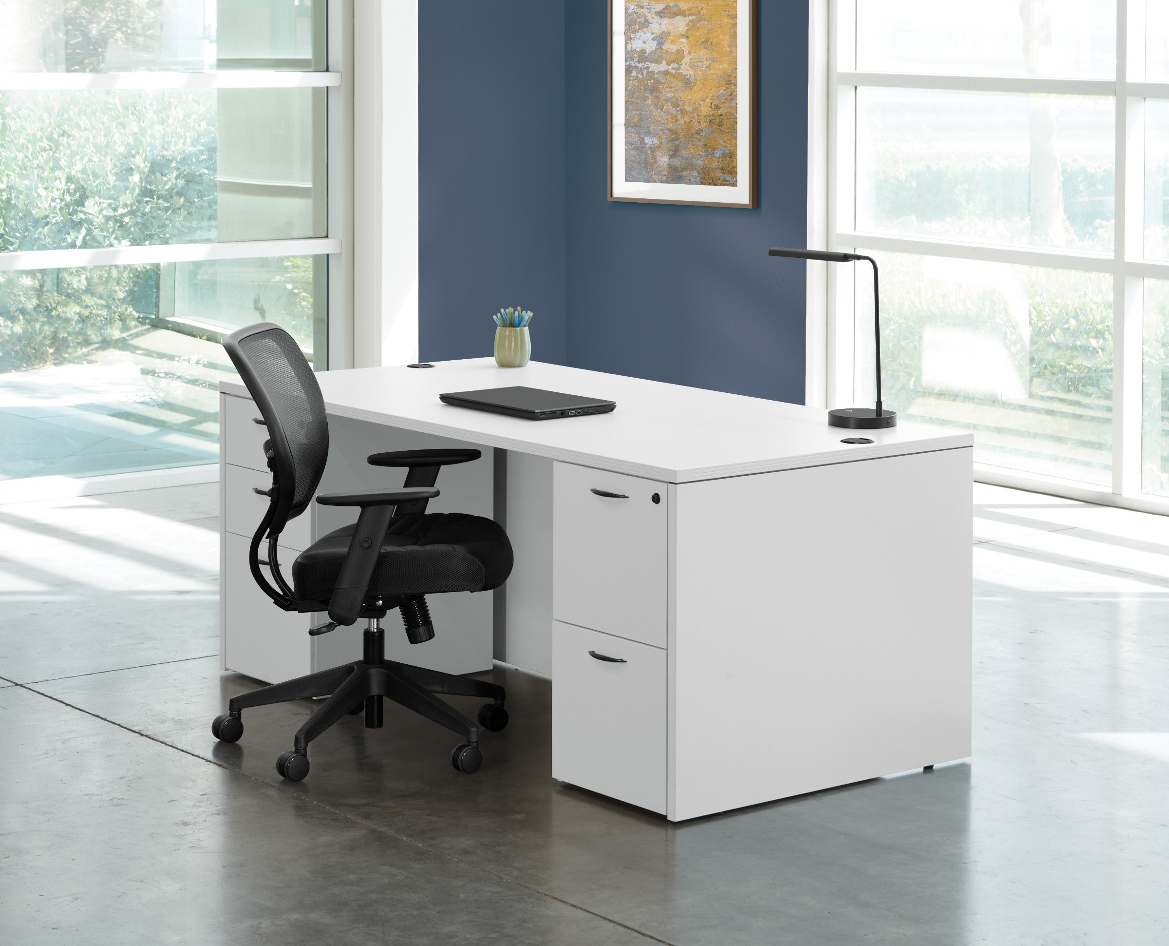 Napa Double Pedestal Desk 71"X35" - White
